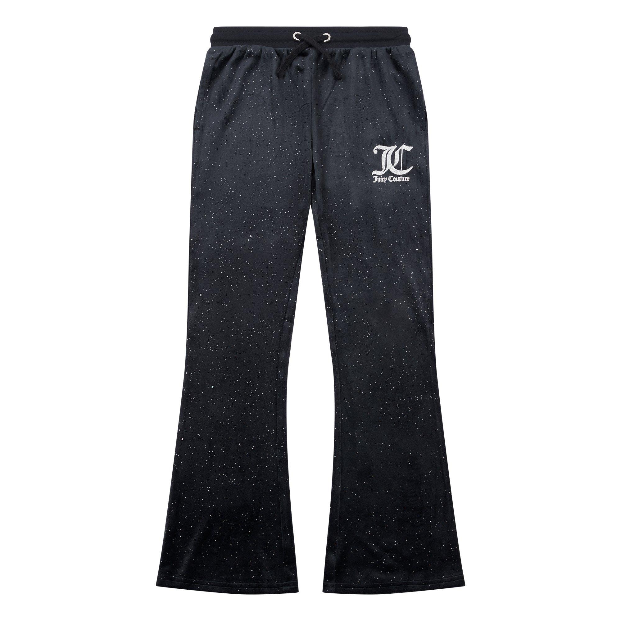 Black 102 - Juicy Couture - Girls Glitter Velour Flared Joggers - 1