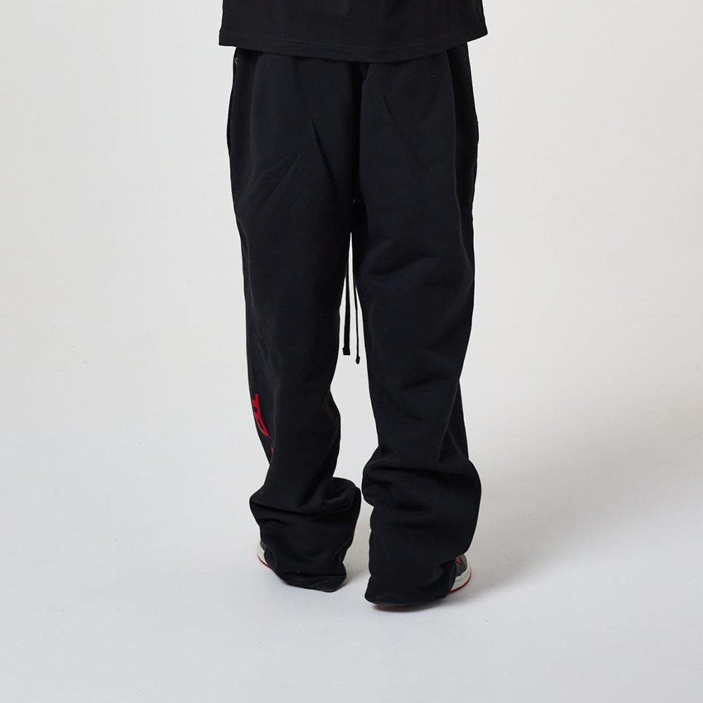 Schwarz/Rot - Tela Cruz - Men's Open Hem Fleece Jogging Bottoms - 4