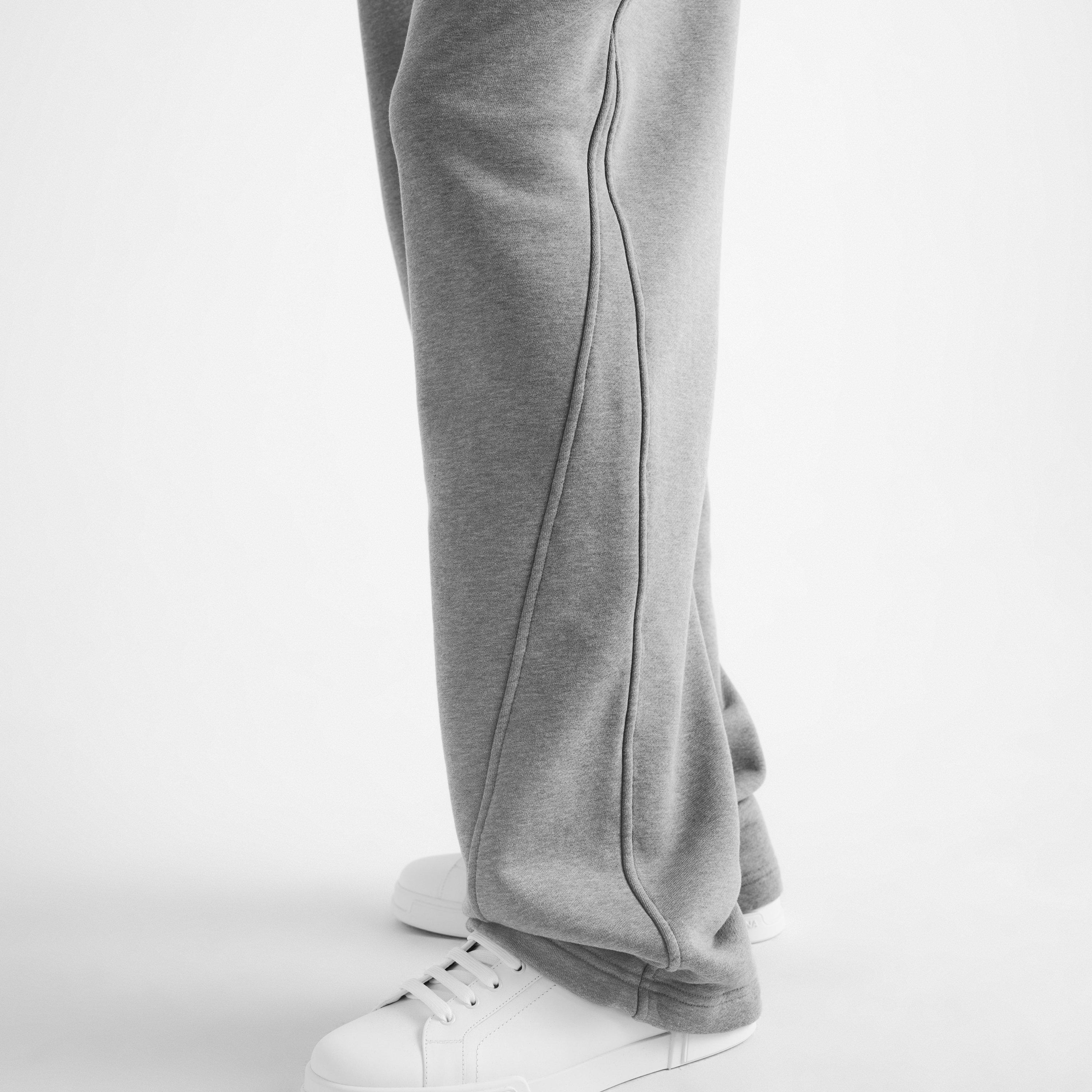 Grey - Dolce and Gabbana - Men's Diagonal Cotton Open Hem Joggers - 5