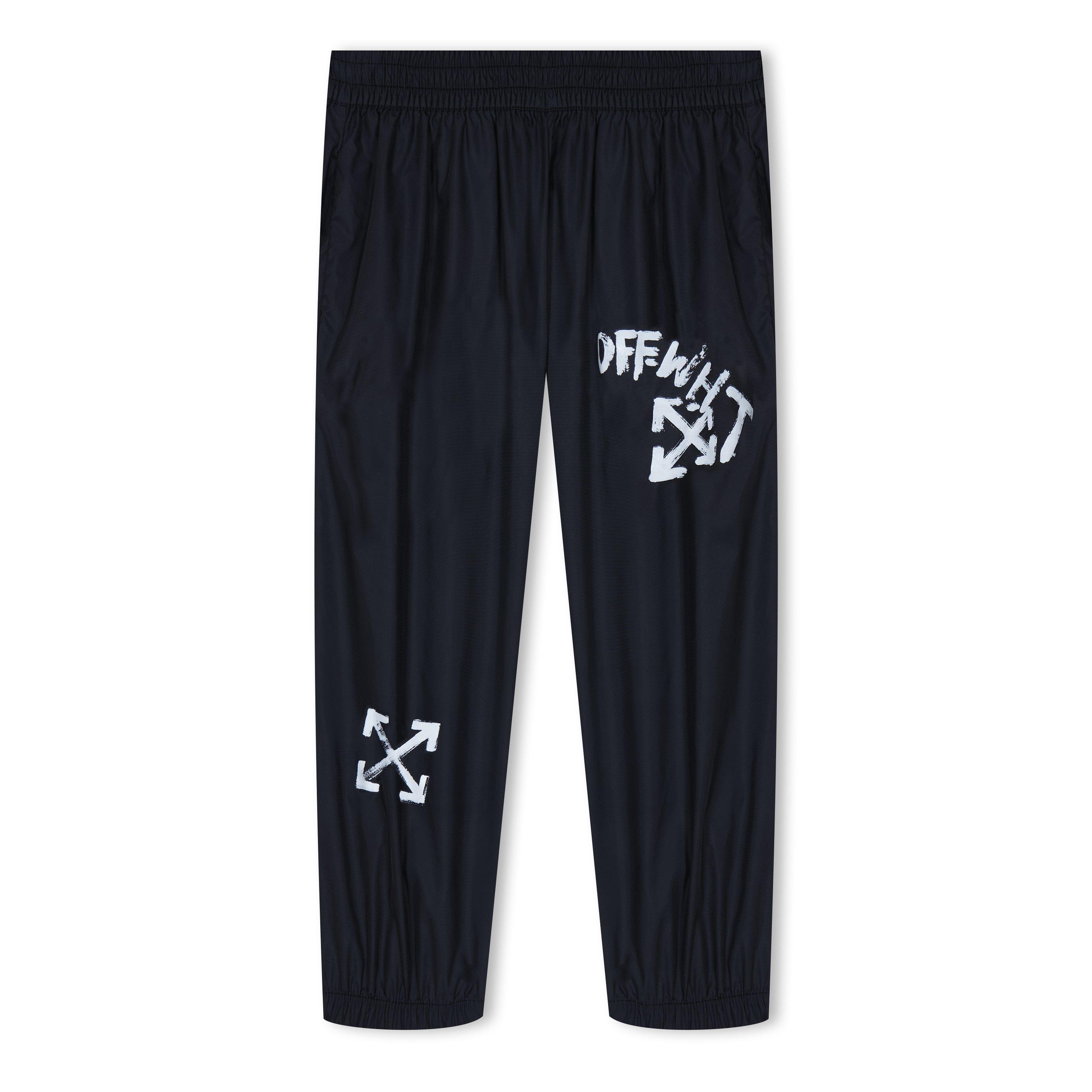 Black 1001 - Off White - Kids Paint Script Jog Design Jogging Bottoms - 1