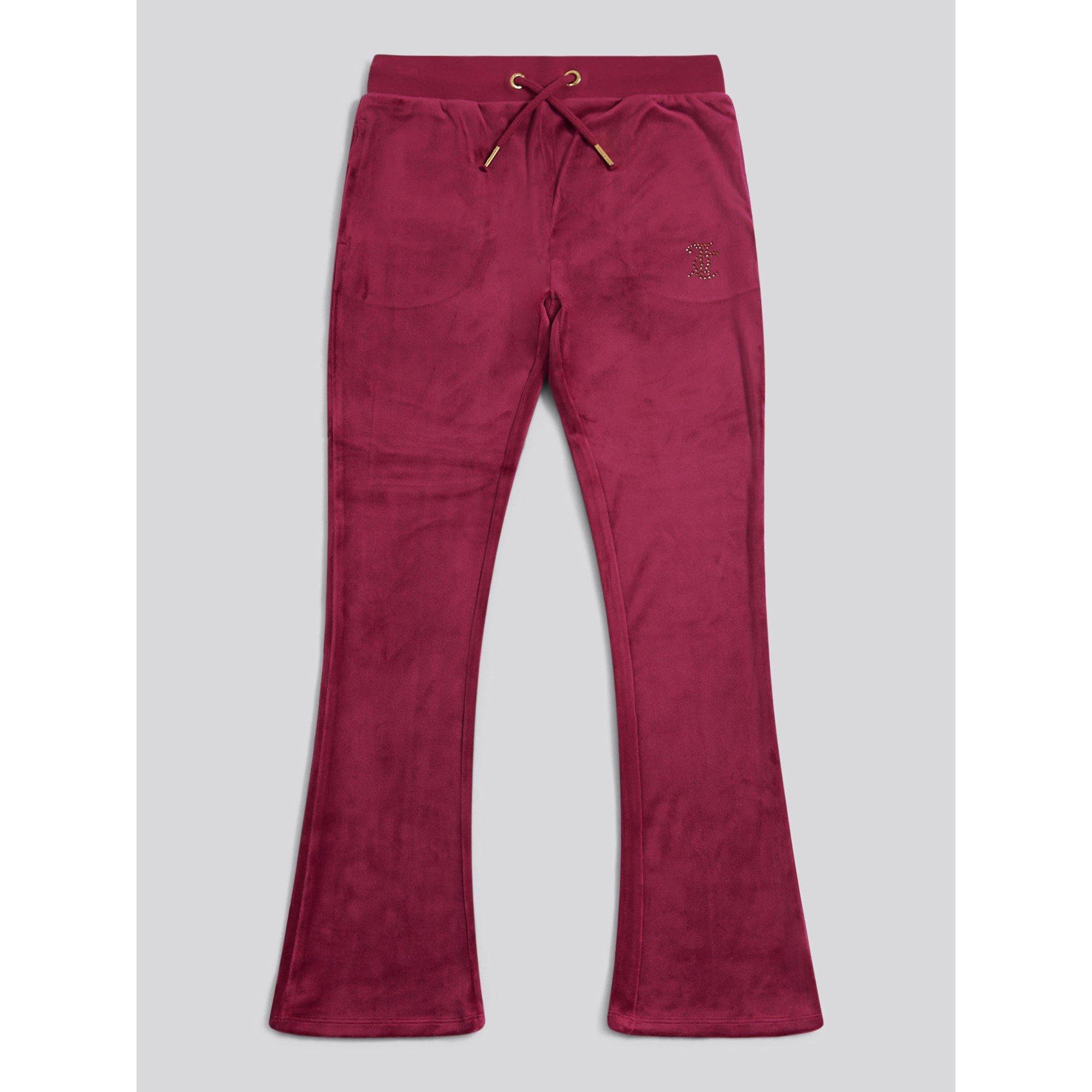 Juicy Couture Girls Stretch-Velour Jogging Bottoms - Red Plum B47 - 8-9 Yrs