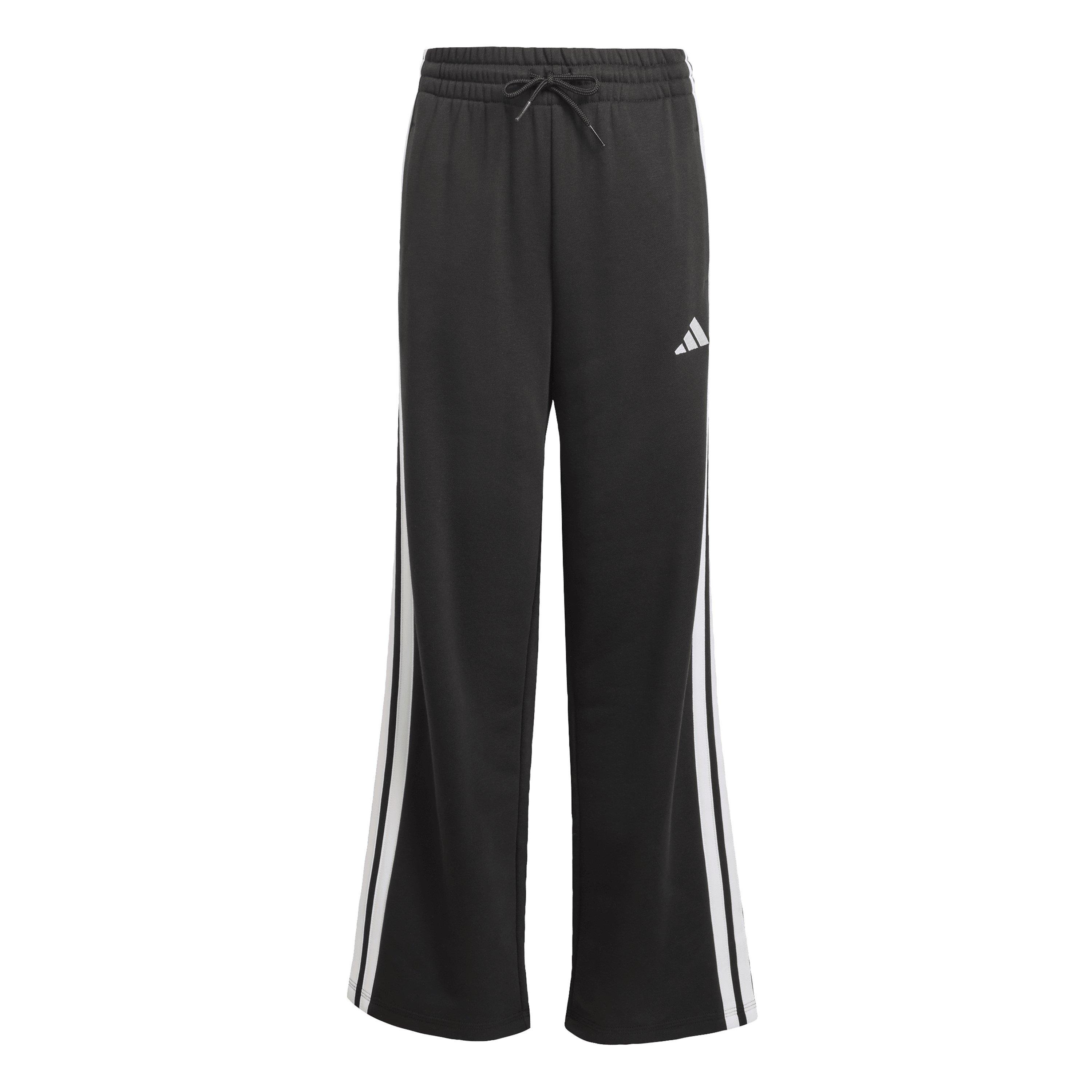 Adidas Girls Kids' Wide Leg Open Hem Fleece Joggers - Black/White - 13 Years