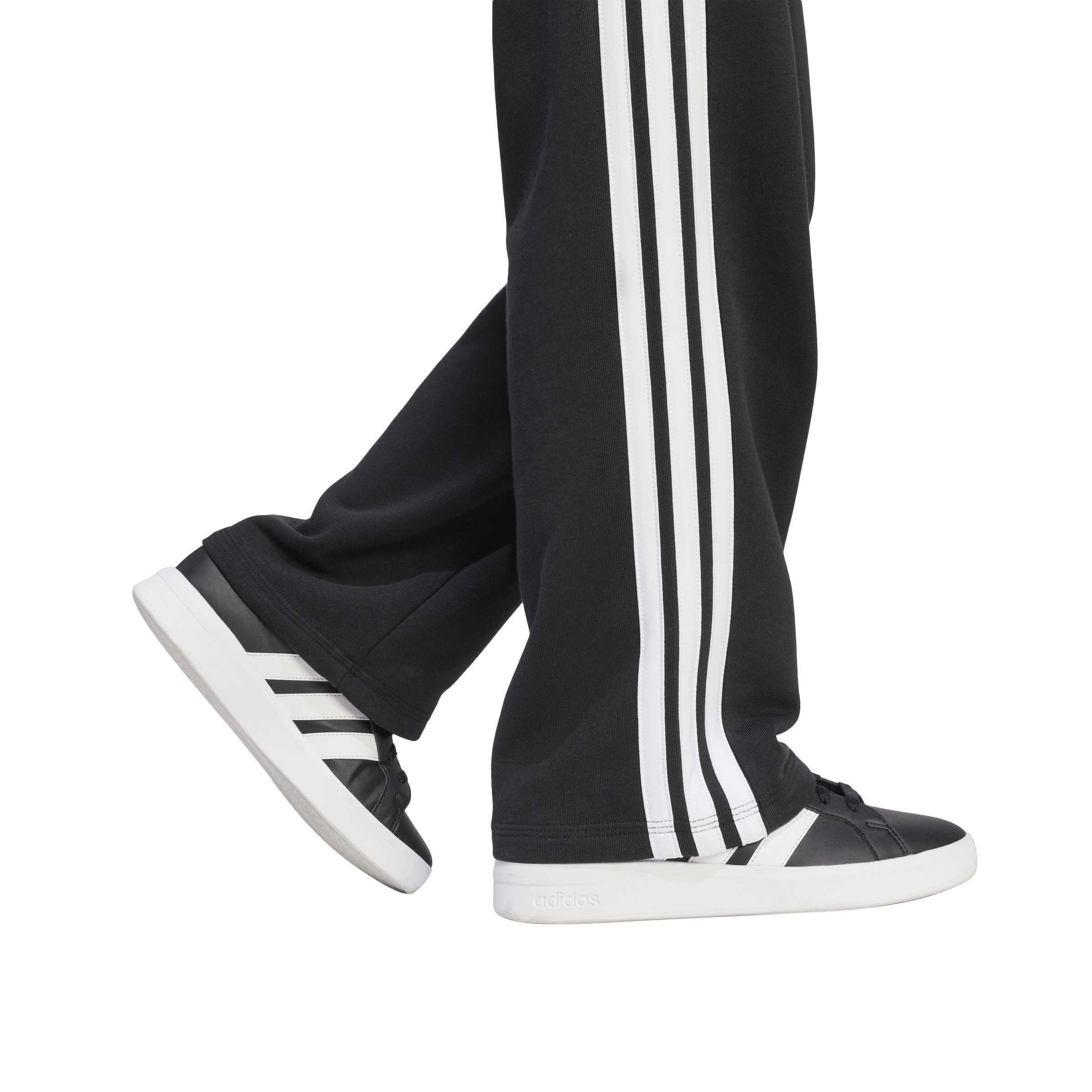 Black/White - adidas - Kids' Wide Leg Open Hem Fleece Joggers - 5