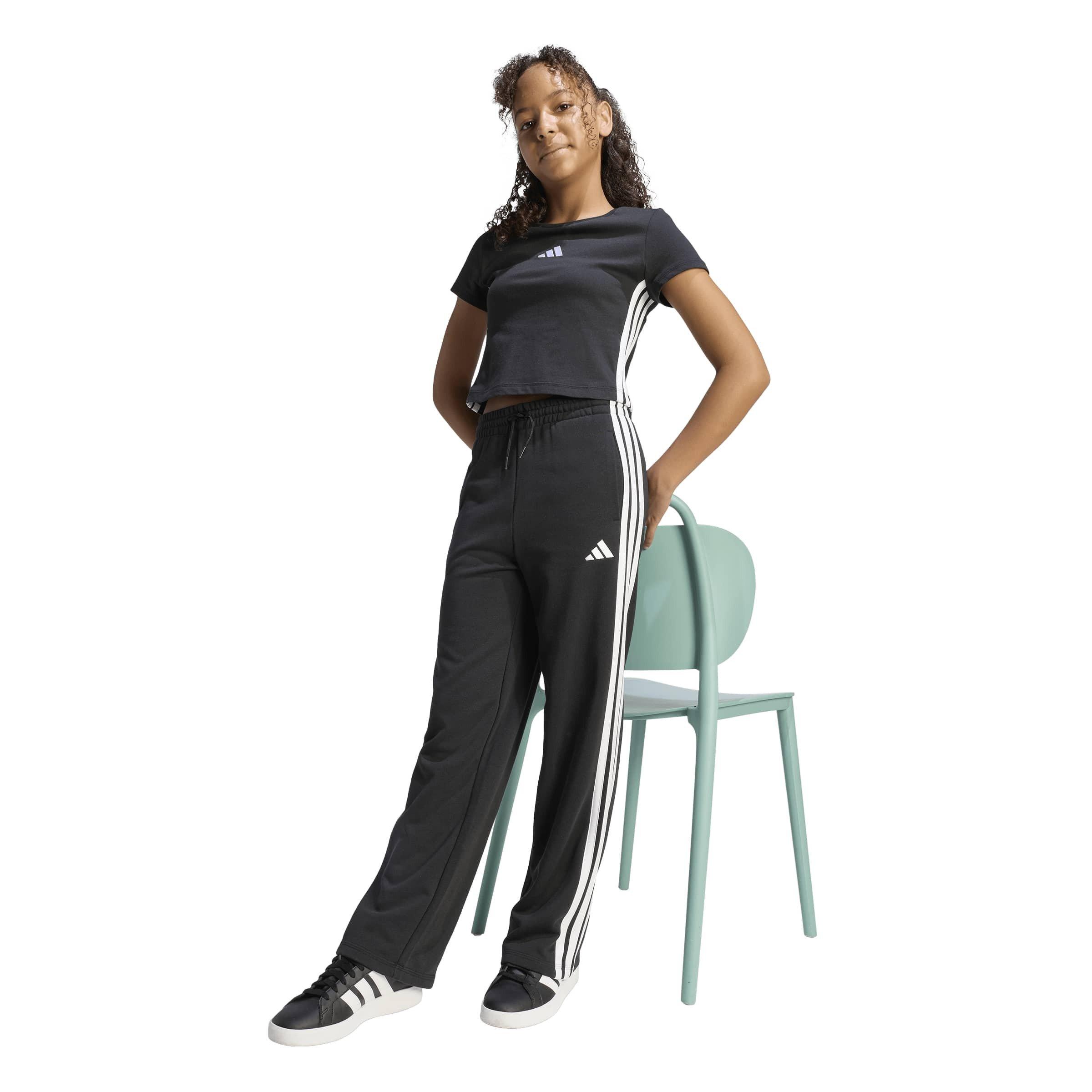 Black/White - adidas - Kids' Wide Leg Open Hem Fleece Joggers - 6