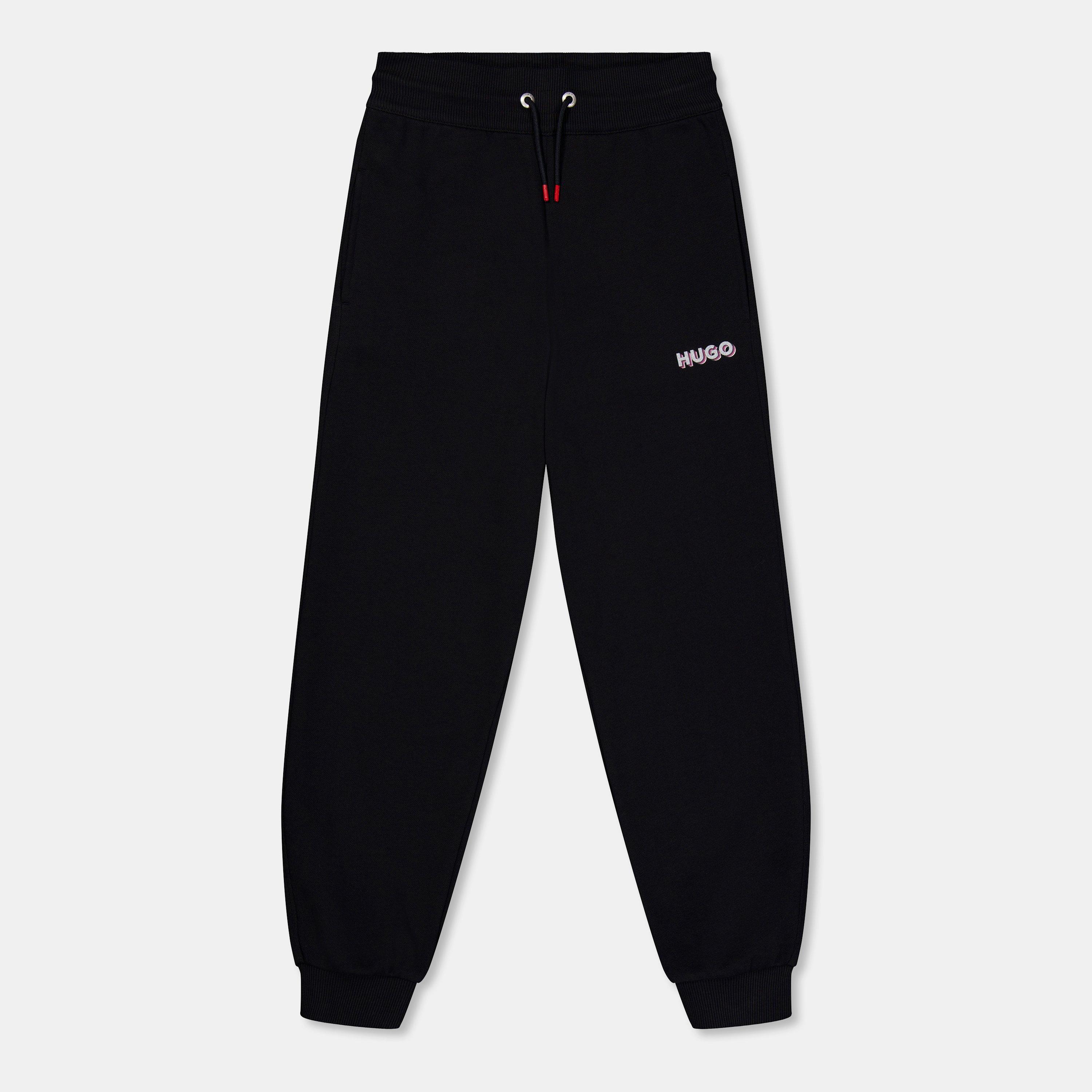 Hugo Kids' Logo Closed Hem Fleece Joggers - Black 09B - Size 14Y
