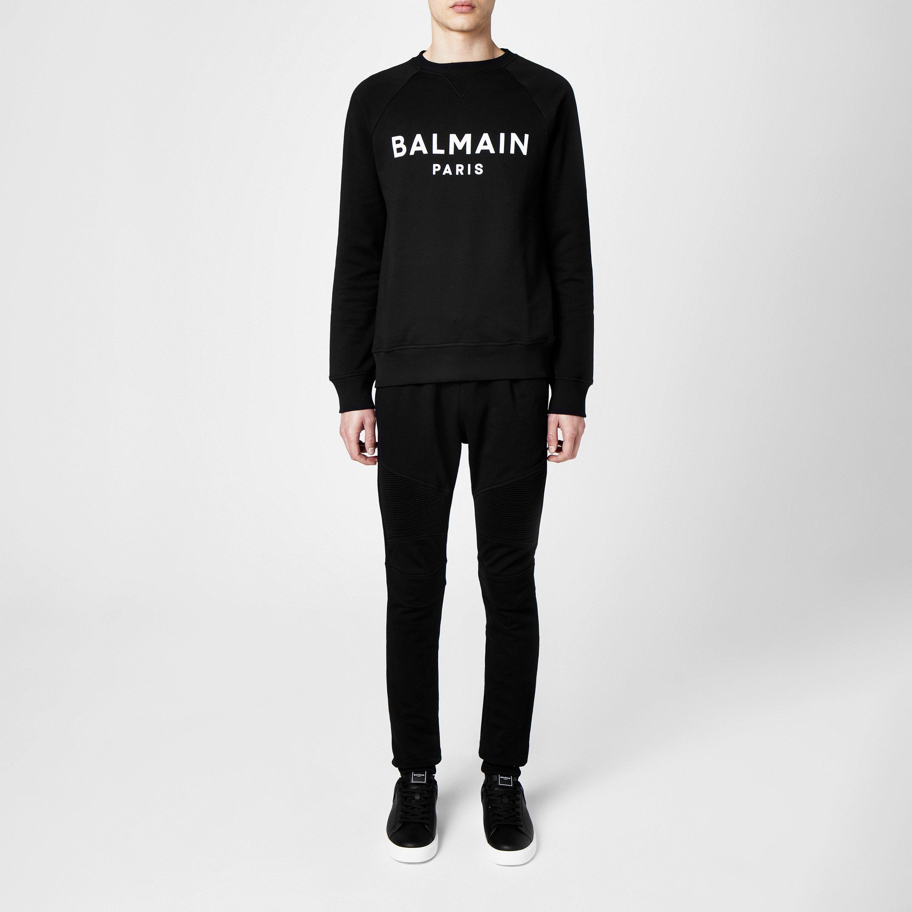 Noir/Blanc EAB - Balmain - Logo Cotton Sweatpants - 4