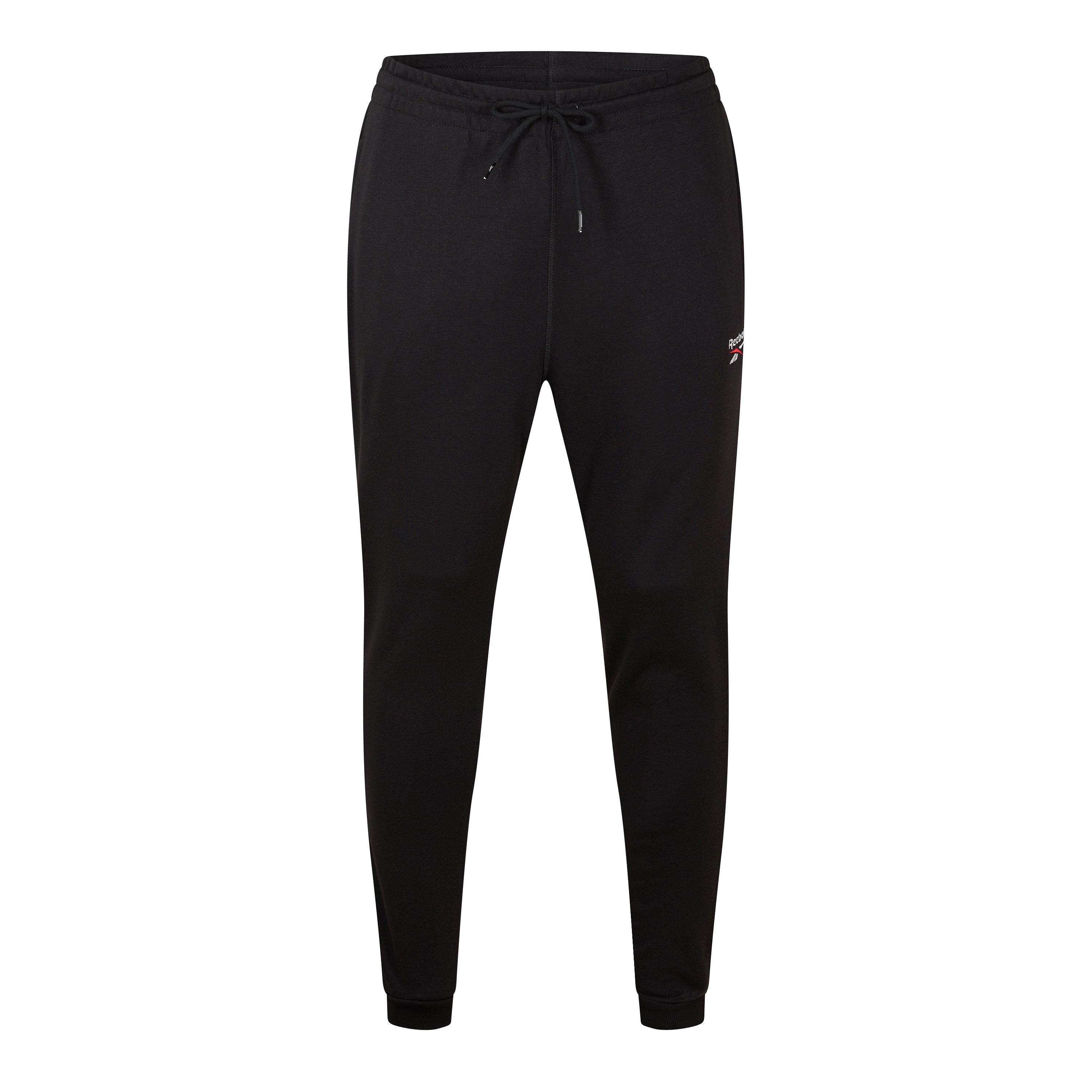 Reebok Men's Identity Small Logo Open Hem Fleece Jogging Bottoms - Black/White - 2XL