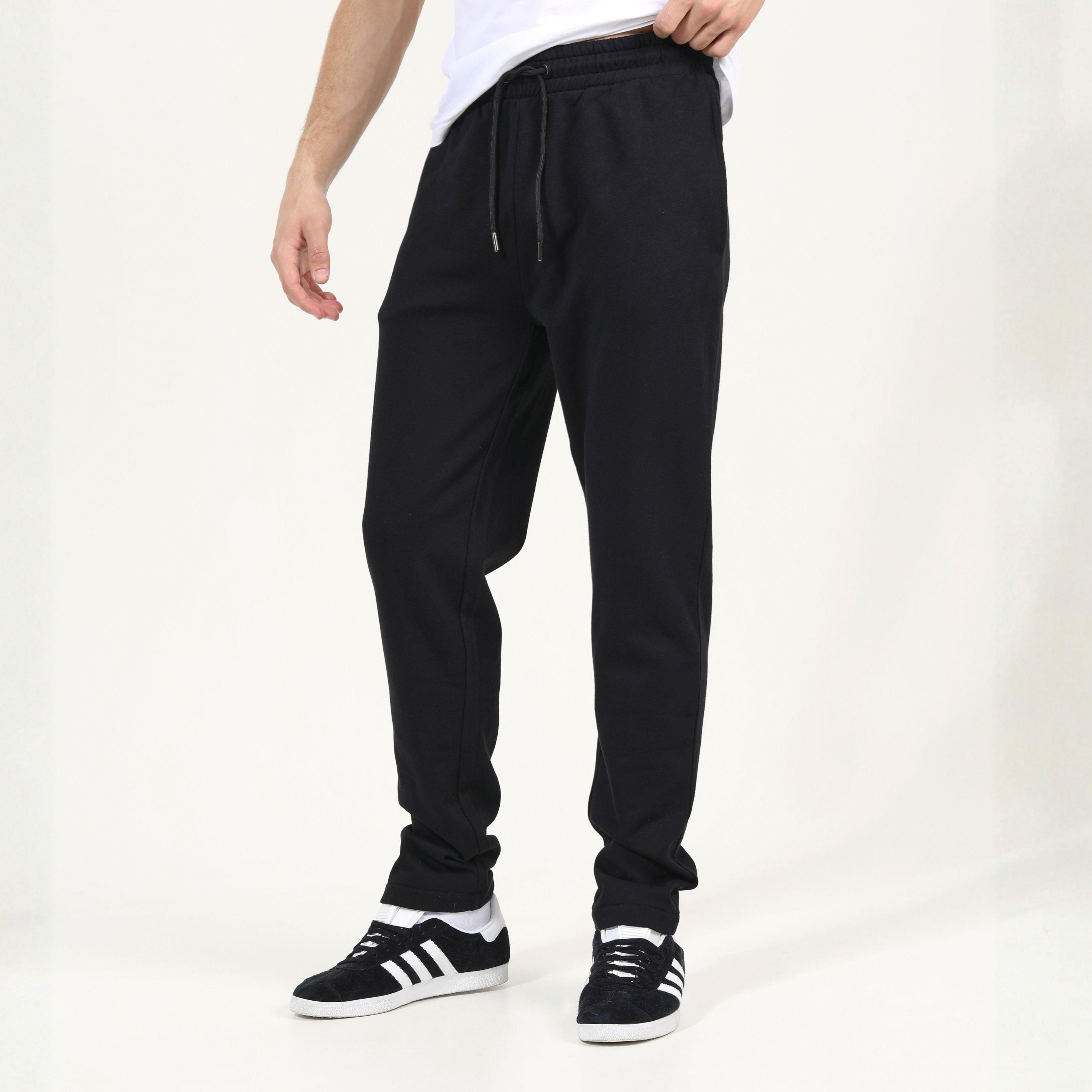 Jet Black - Brave Soul - Men's Straight Leg Open Hem Fleece Jogging Bottoms - 1