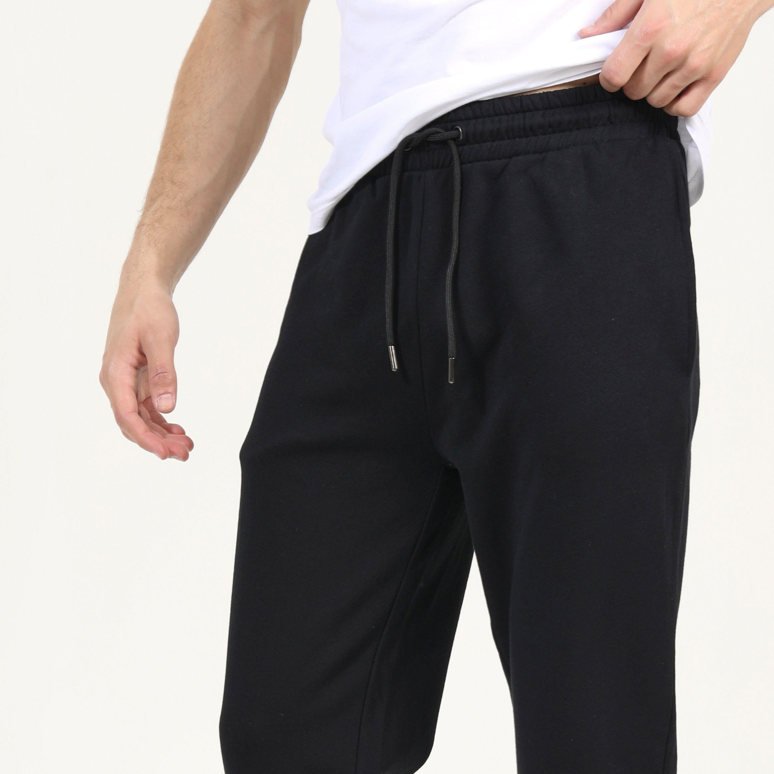 Jet Black - Brave Soul - Men's Straight Leg Open Hem Fleece Jogging Bottoms - 3