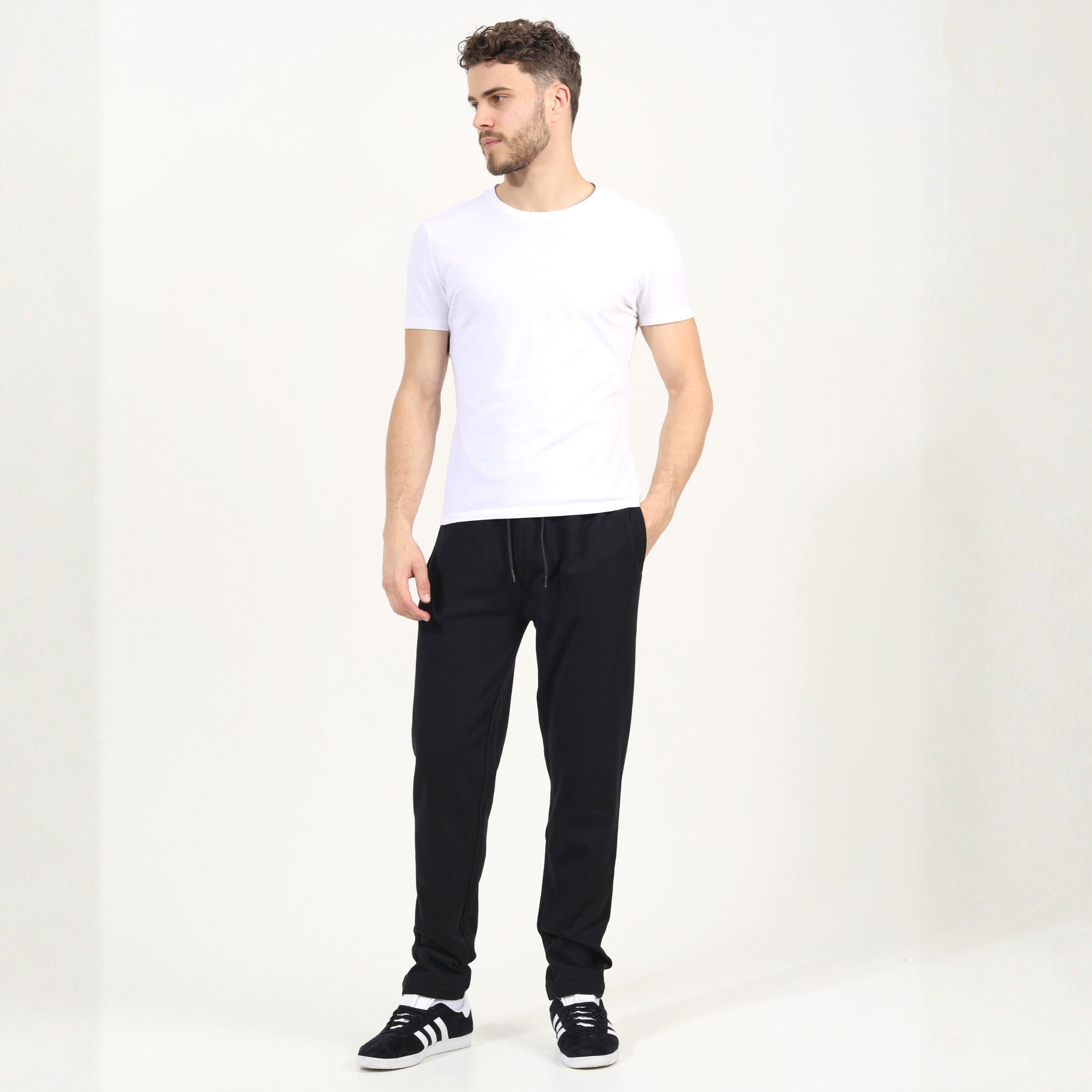 Jet Black - Brave Soul - Men's Straight Leg Open Hem Fleece Jogging Bottoms - 4