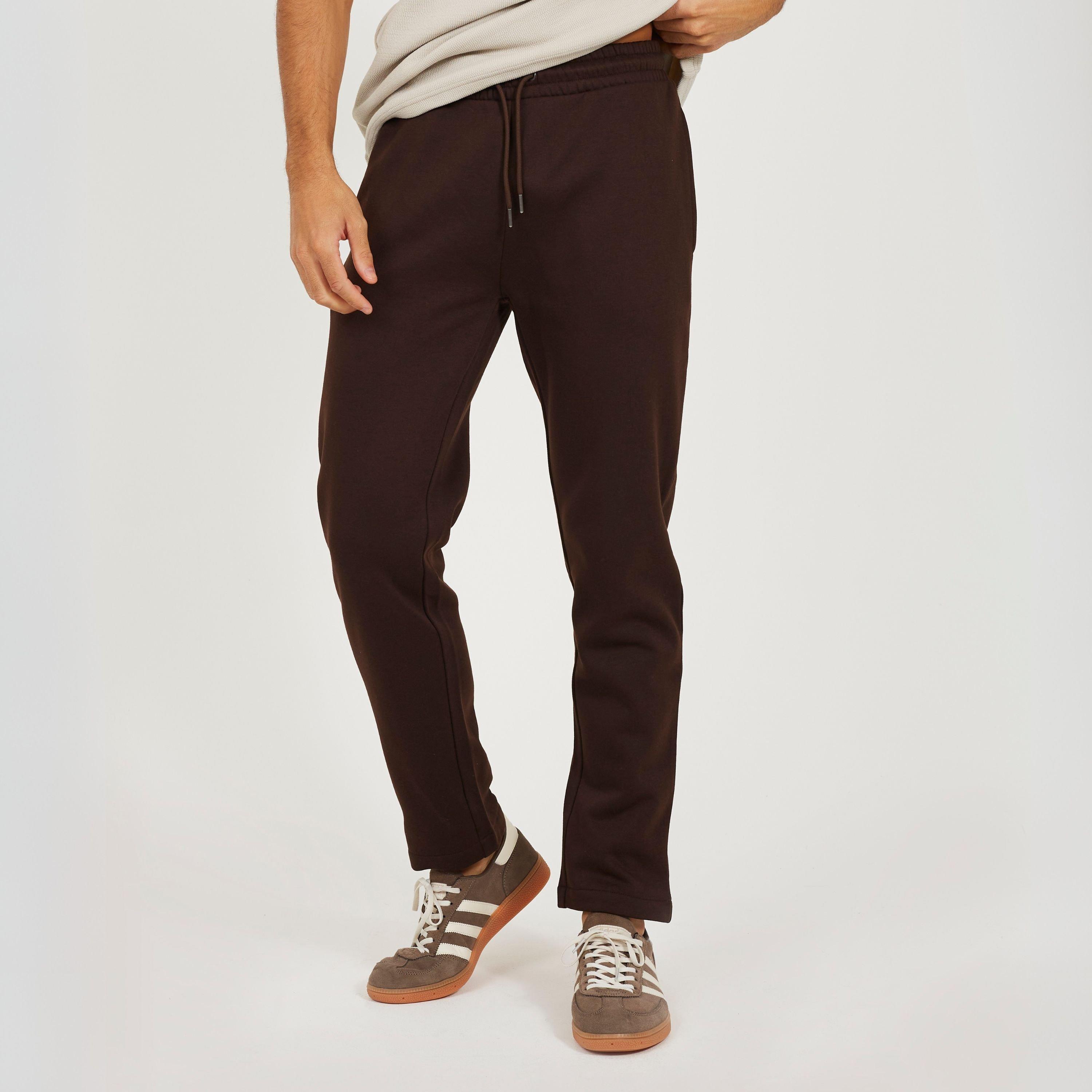 Men's Straight Leg Open Hem Fleece Jogging Bottoms