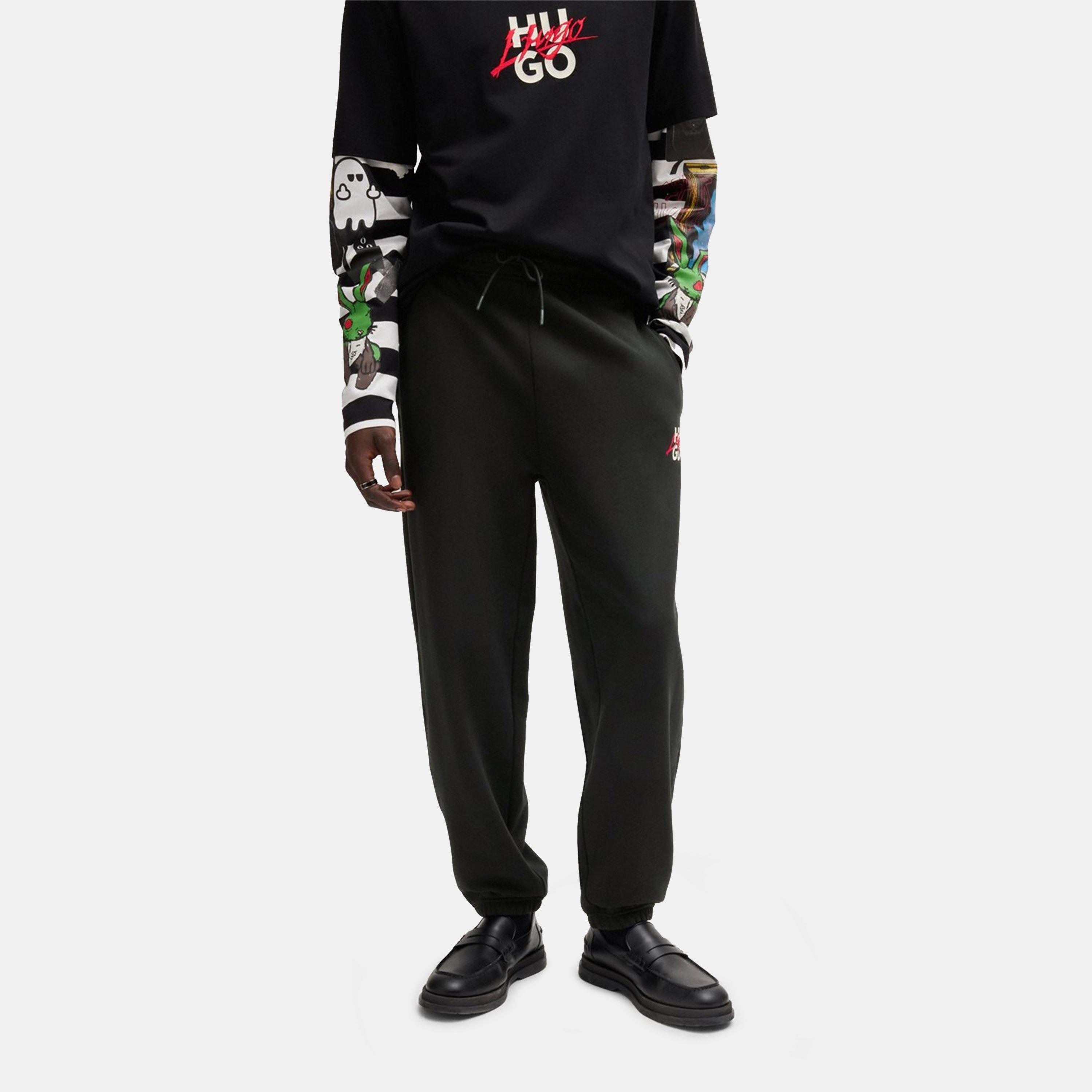 Black 001 - Hugo - Men's Closed Hem Fleece Joggers - 2
