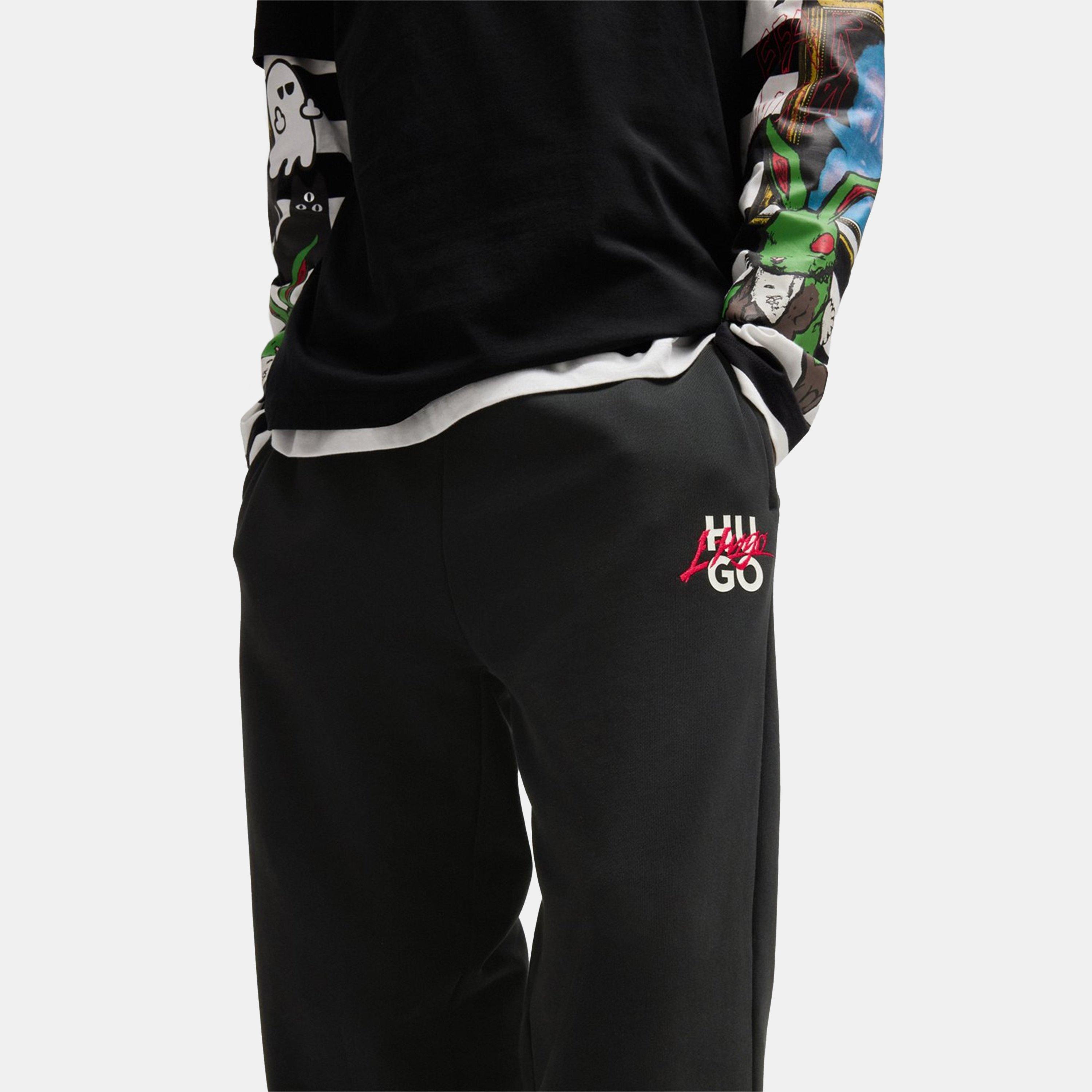 Black 001 - Hugo - Men's Closed Hem Fleece Joggers - 4