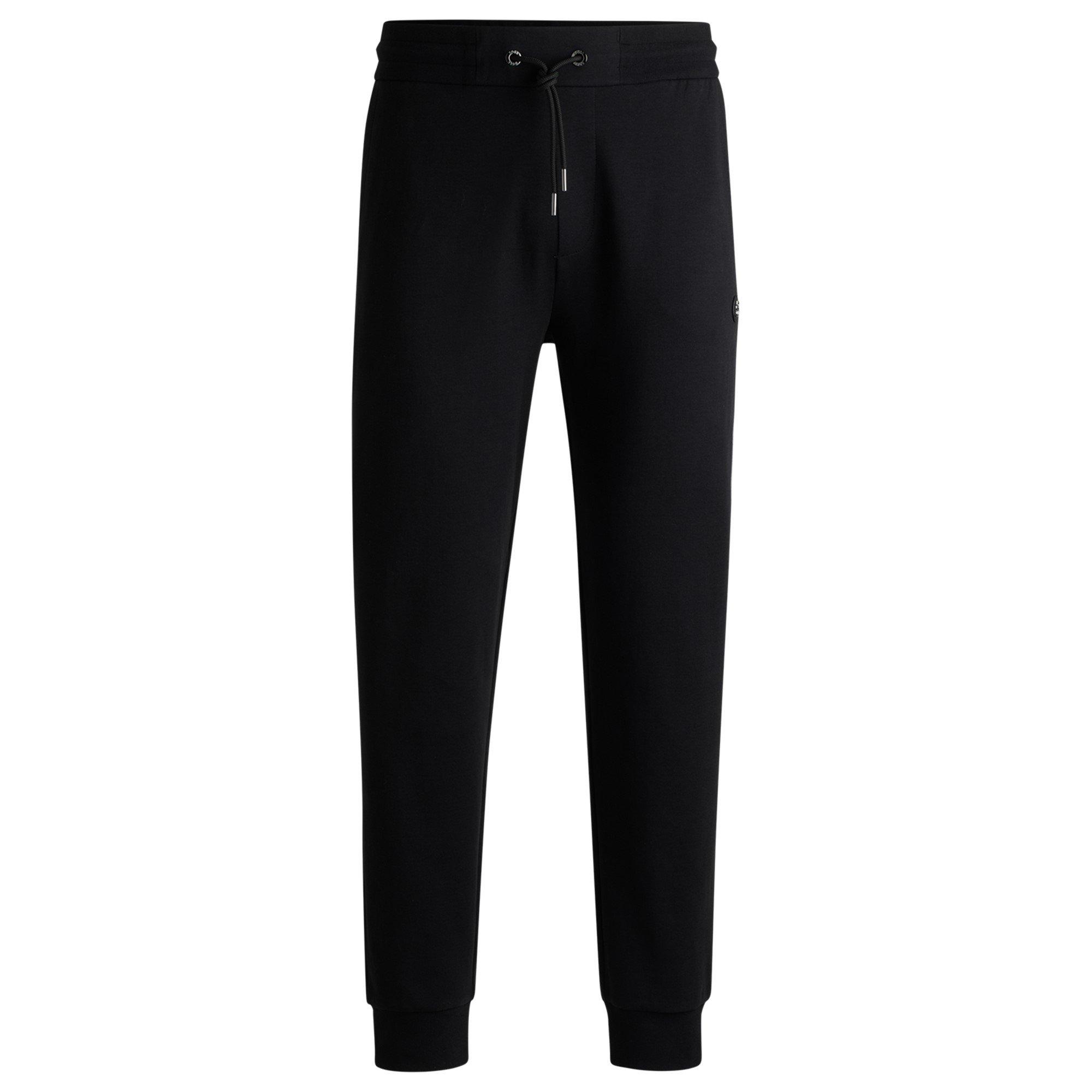 Black 001 - Boss - Mens BOSS Closed Hem Fleece Jogging Bottoms - 1