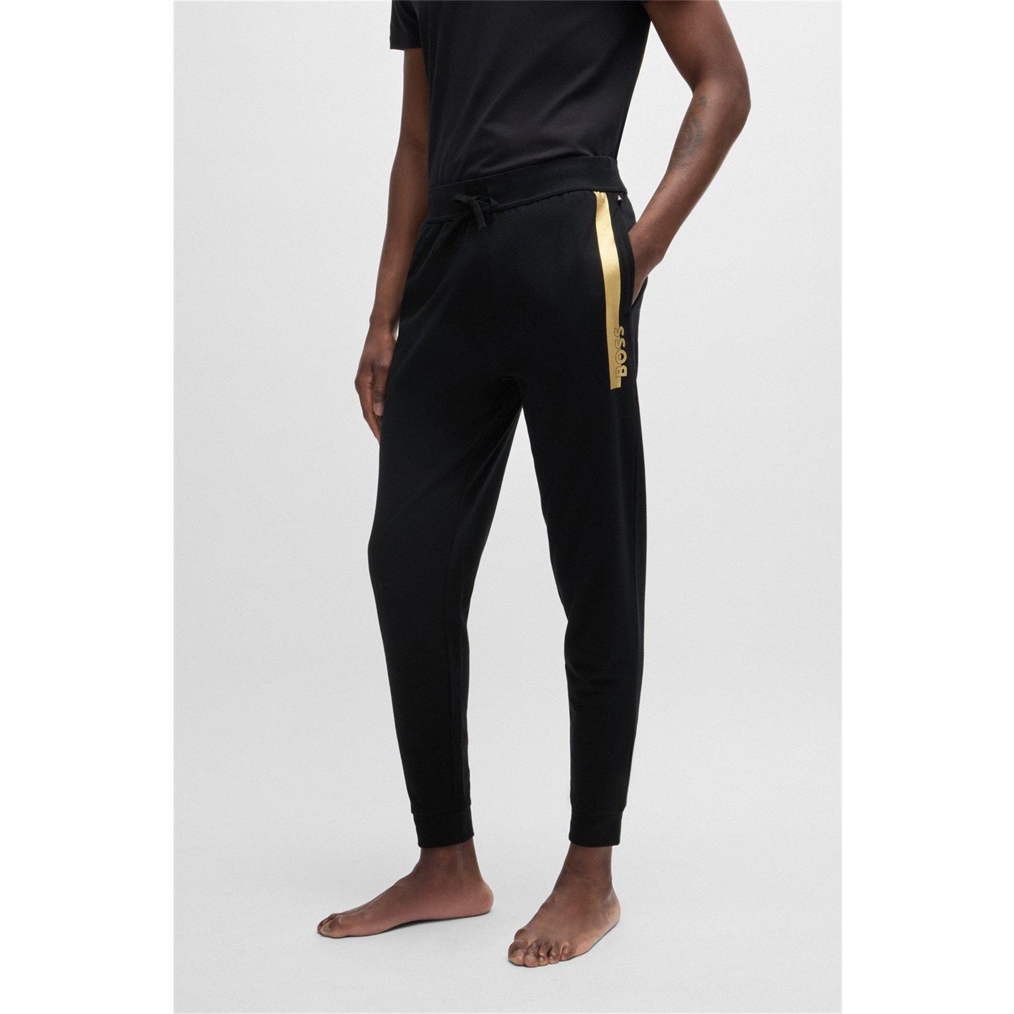 Preto/Dourado 001 - Boss - Men's BW Authentic Closed Hem Fleece Jogging Bottoms - 2