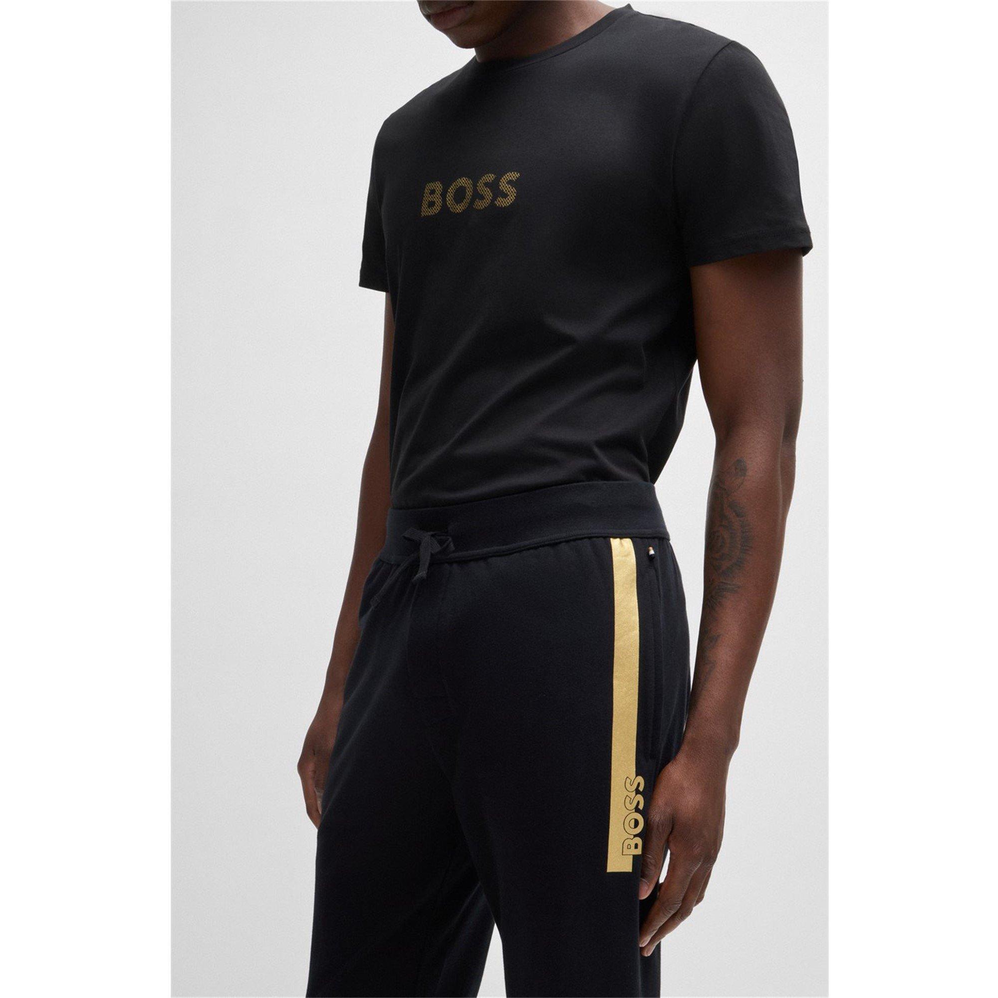 Preto/Dourado 001 - Boss - Men's BW Authentic Closed Hem Fleece Jogging Bottoms - 4
