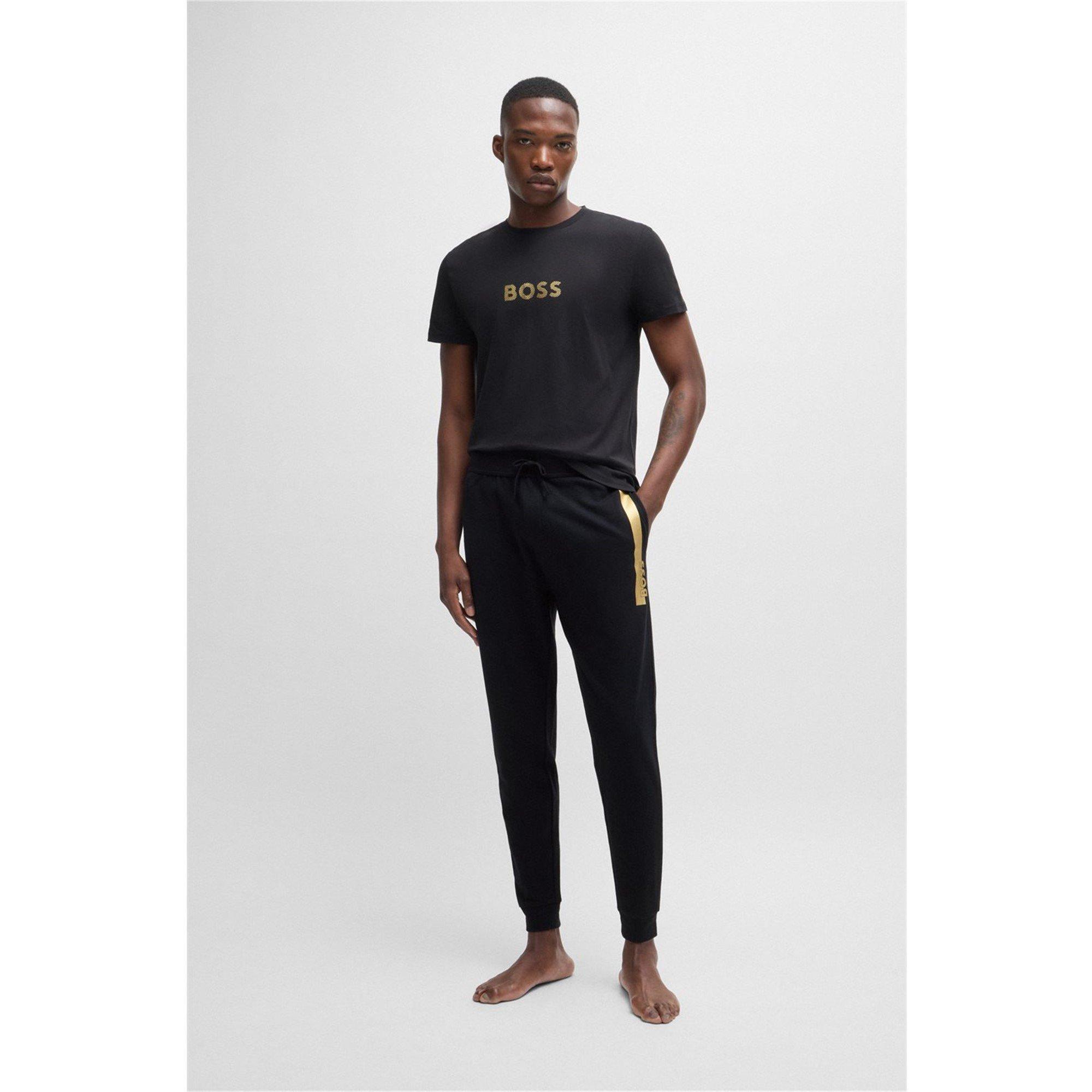 Preto/Dourado 001 - Boss - Men's BW Authentic Closed Hem Fleece Jogging Bottoms - 5