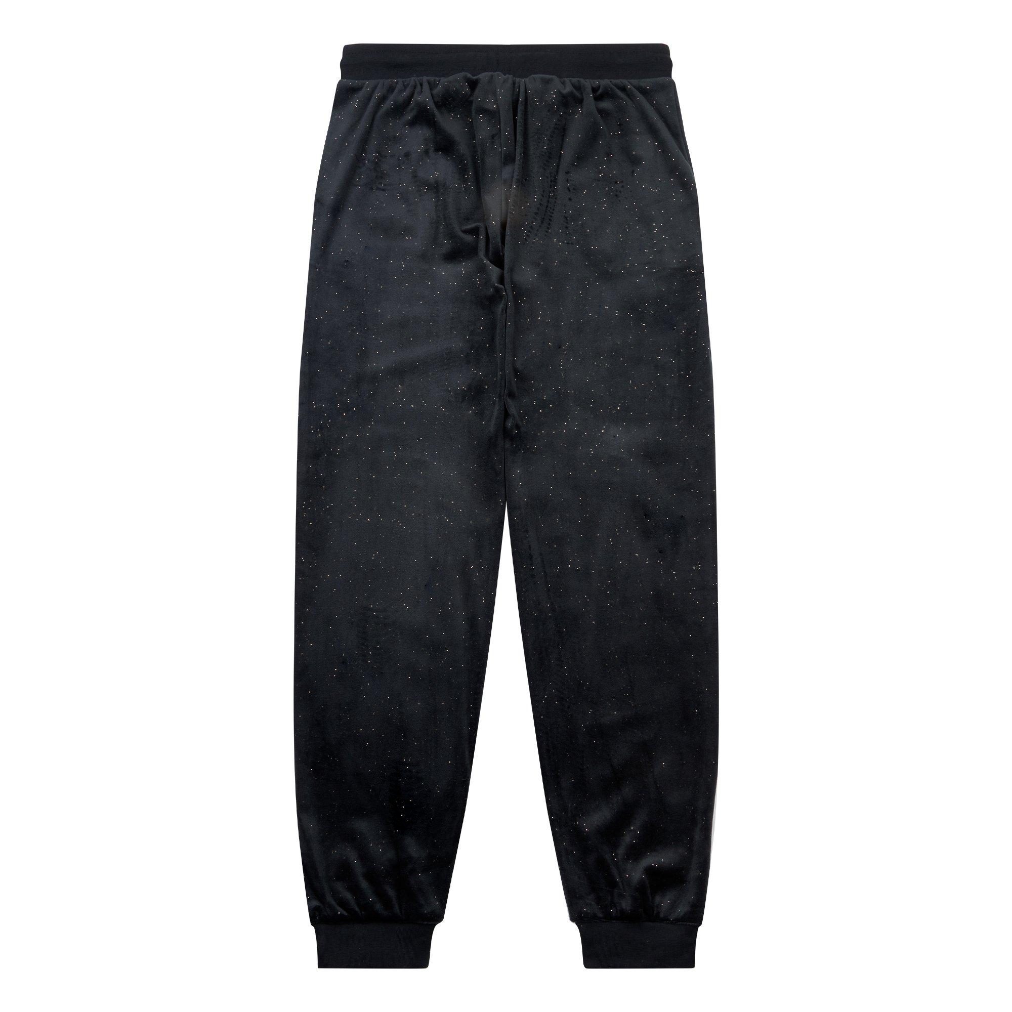 Black - Elle - Kids' Sparkle Velour Closed Hem Fleece Joggers - 2