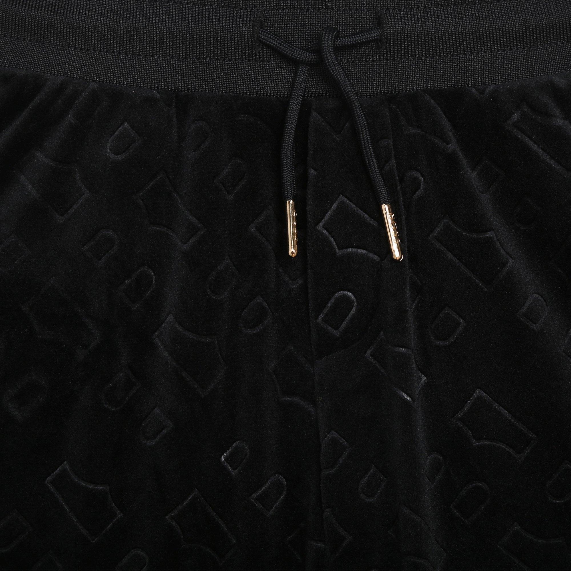 Black 09B - Boss - Kids Monogram Luxurious Velvet Jogging Bottoms - 4