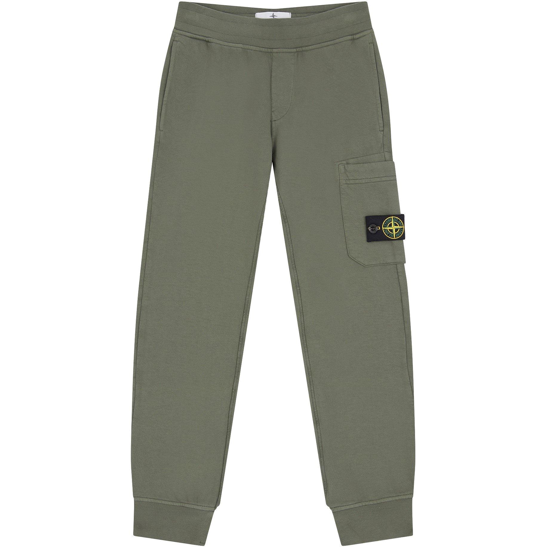 Stone Island Badge Fleece Jogging Bottoms Juniors - Olive V0058 - 10 Years