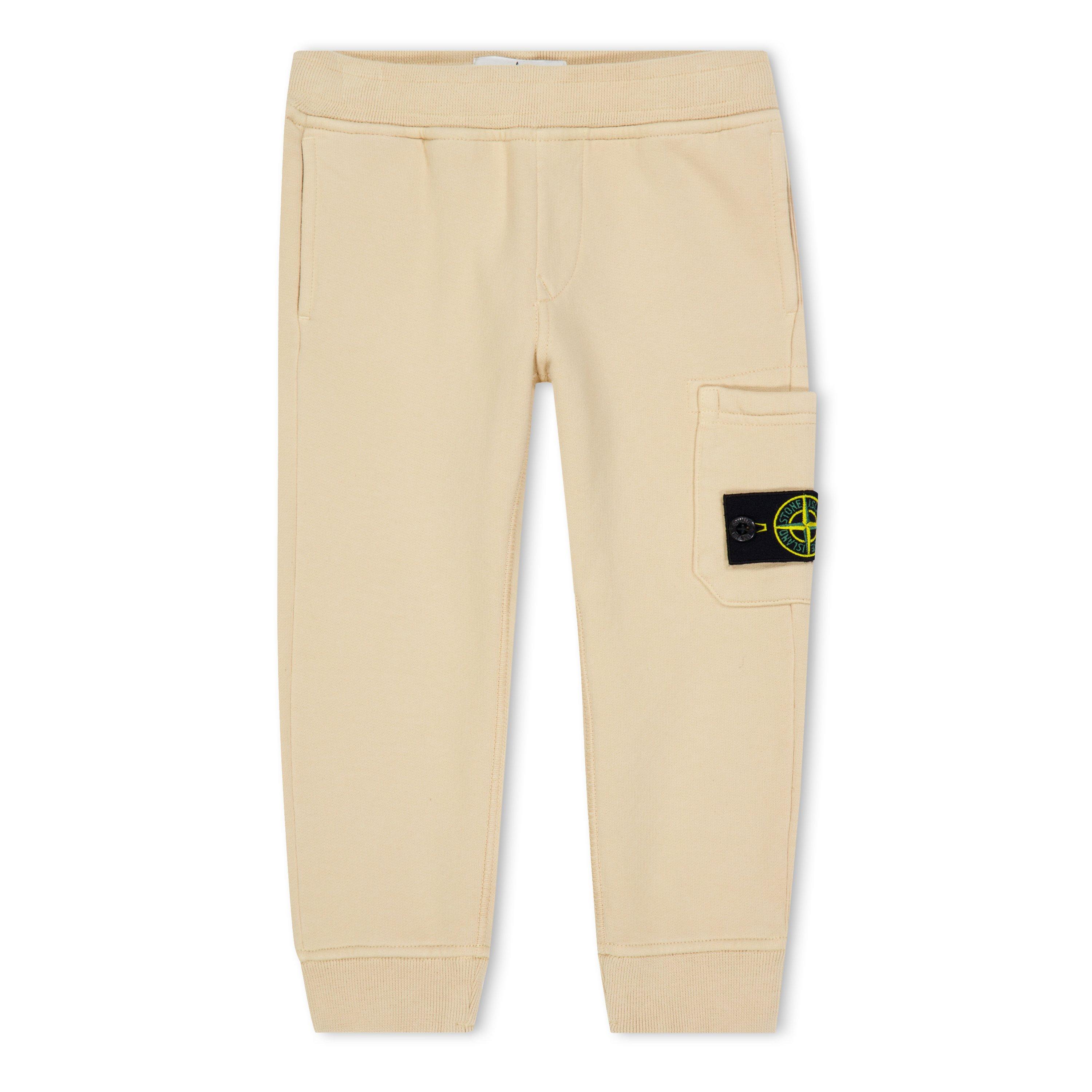 Nat Beige V0091 - Stone Island - Patch Cotton Jersey Jogging Bottoms Juniors - 1