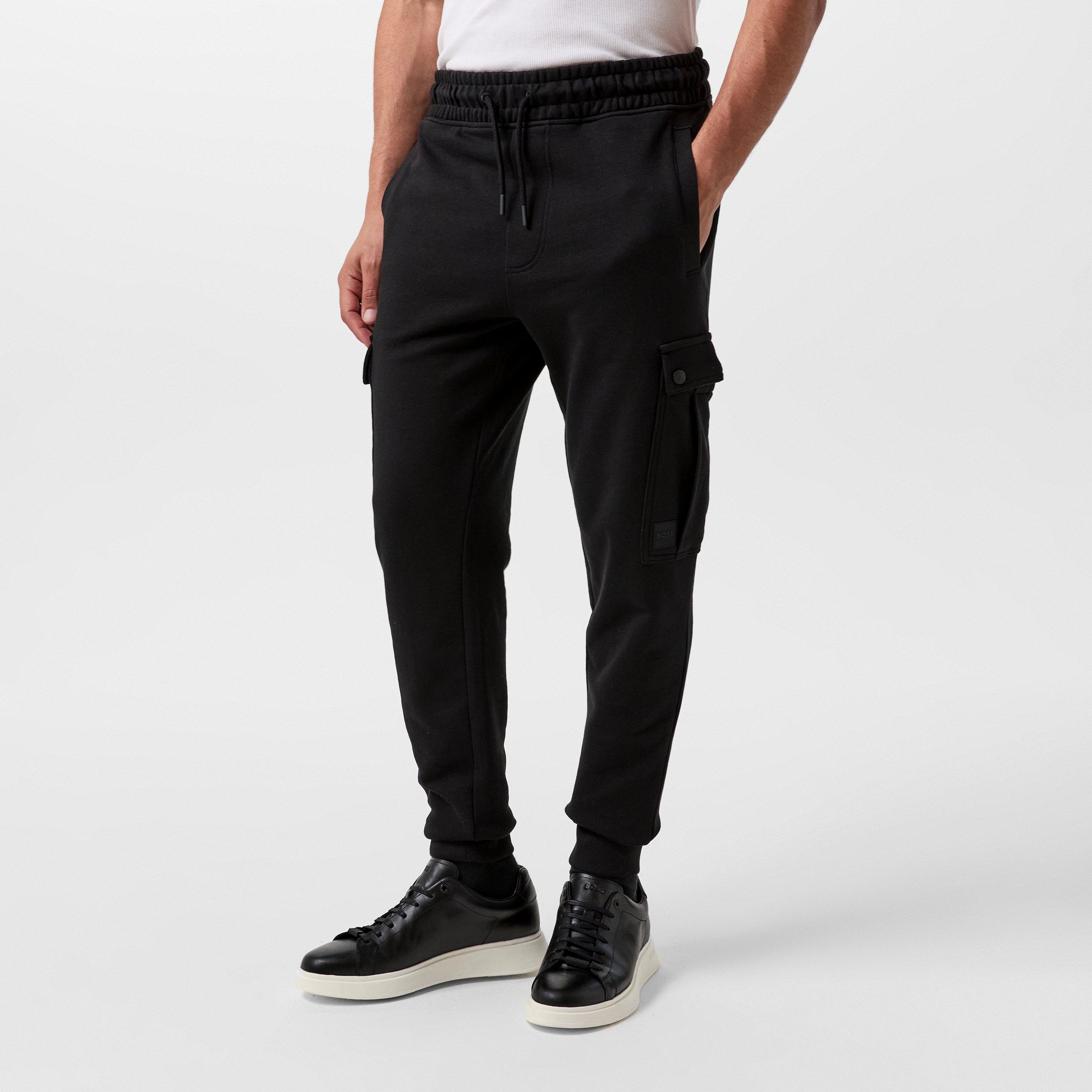 Black 001 - Boss - Men's Seteam Jog Closed Hem Fleece Jogging Bottoms - 3