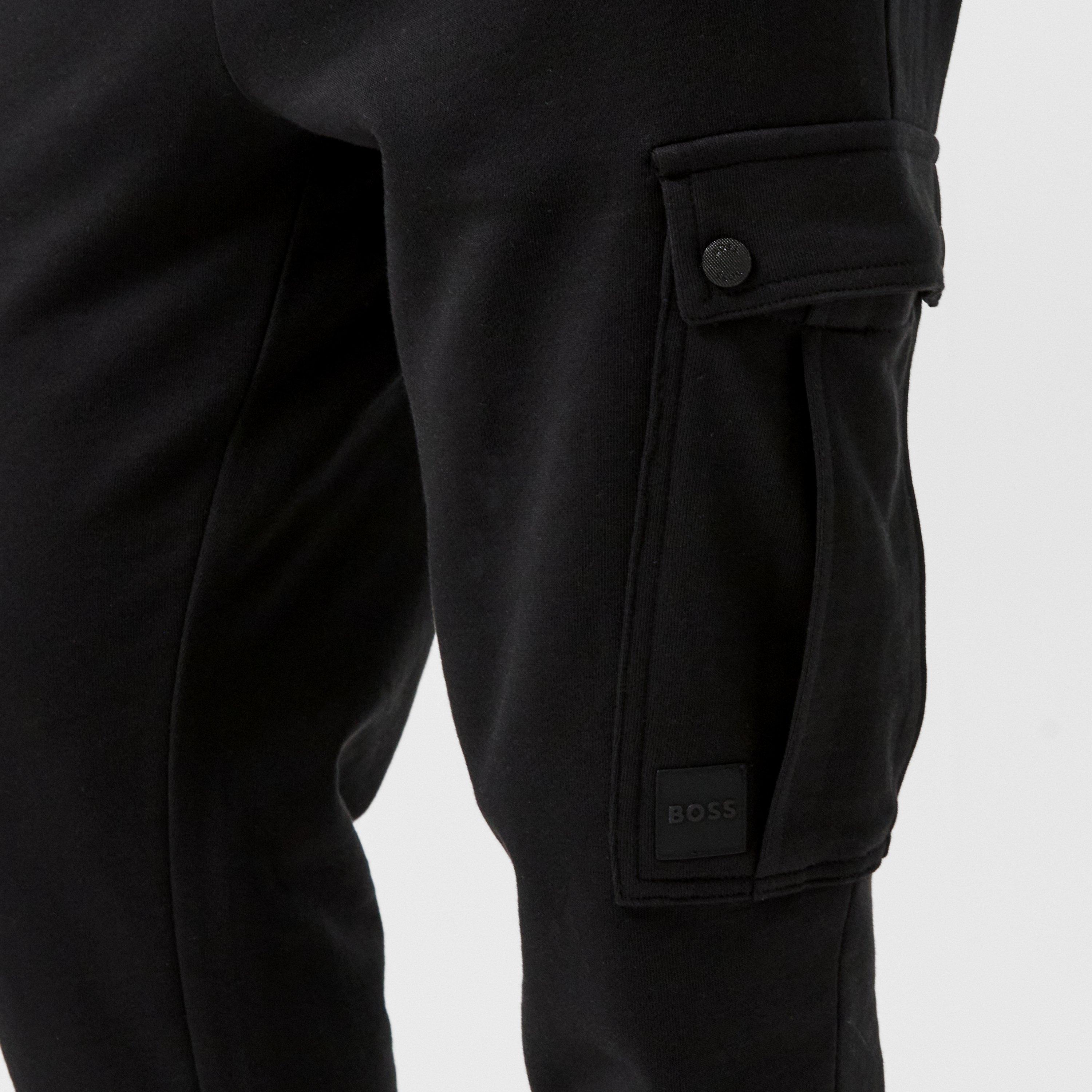 Black 001 - Boss - Men's Seteam Jog Closed Hem Fleece Jogging Bottoms - 5