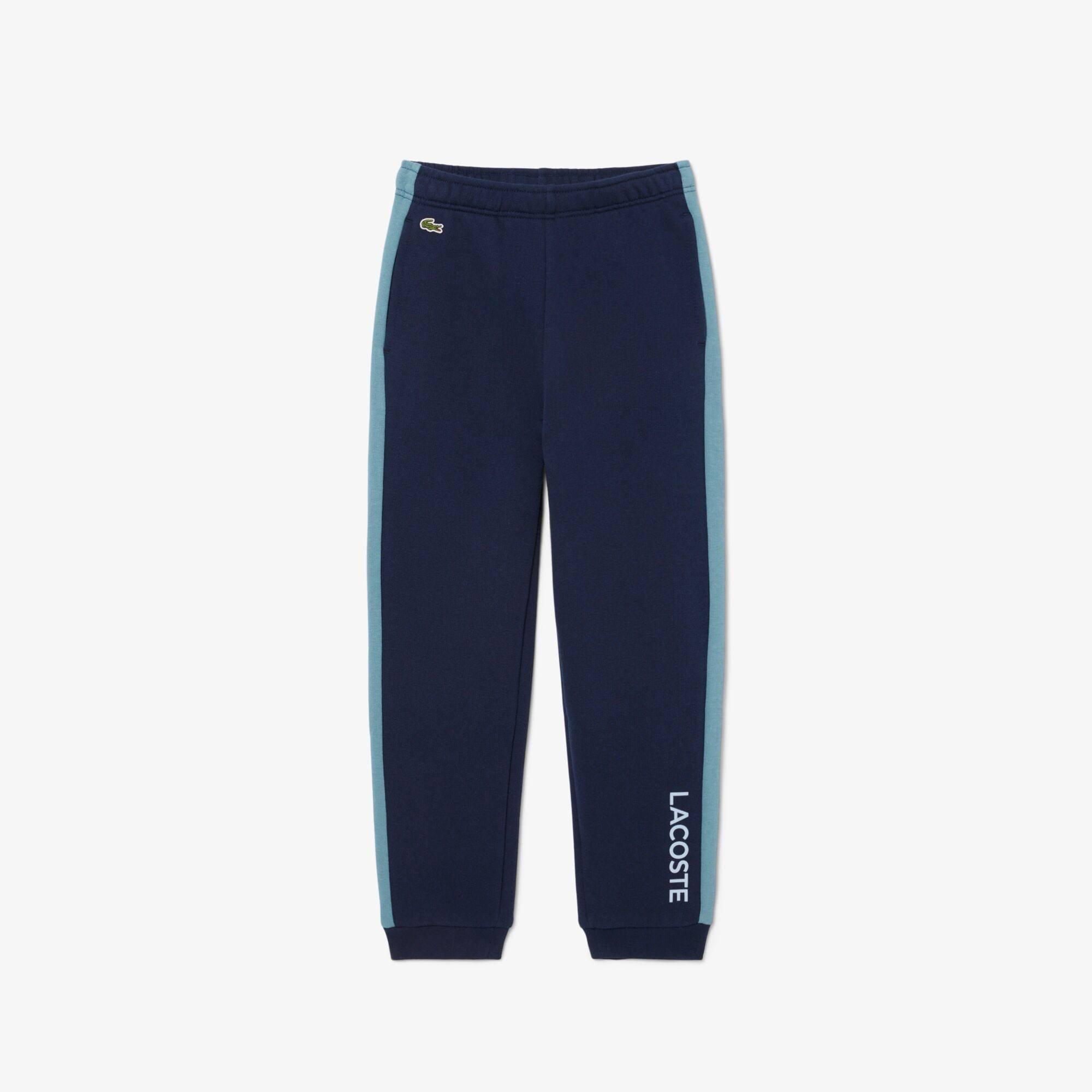 Navy/Multi 5R3 - Lacoste - Kids' Block Closed Cuff Fleece Joggers - 1