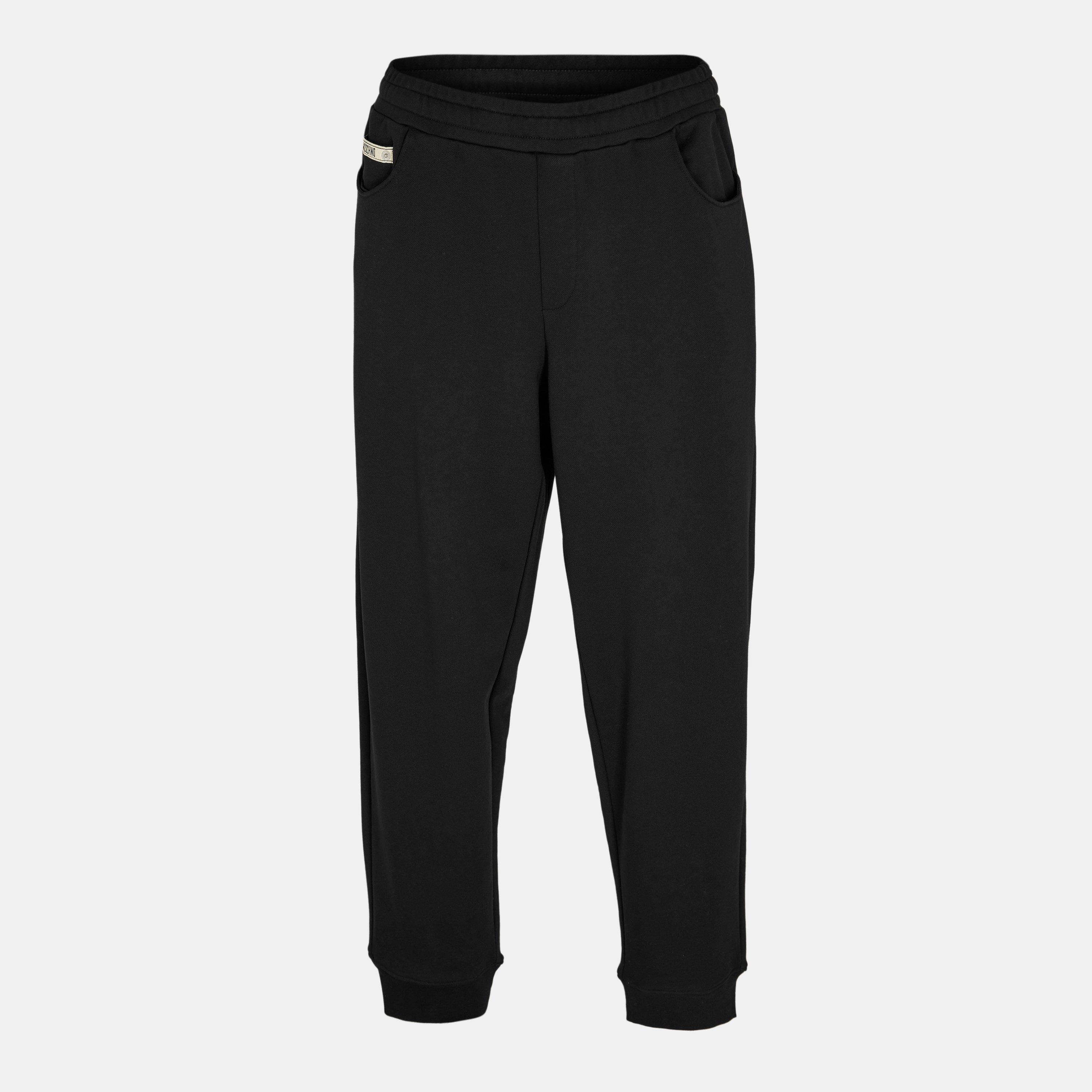 Black - Moschino - Men's Tape Closed Hem Fleece Joggers - 1