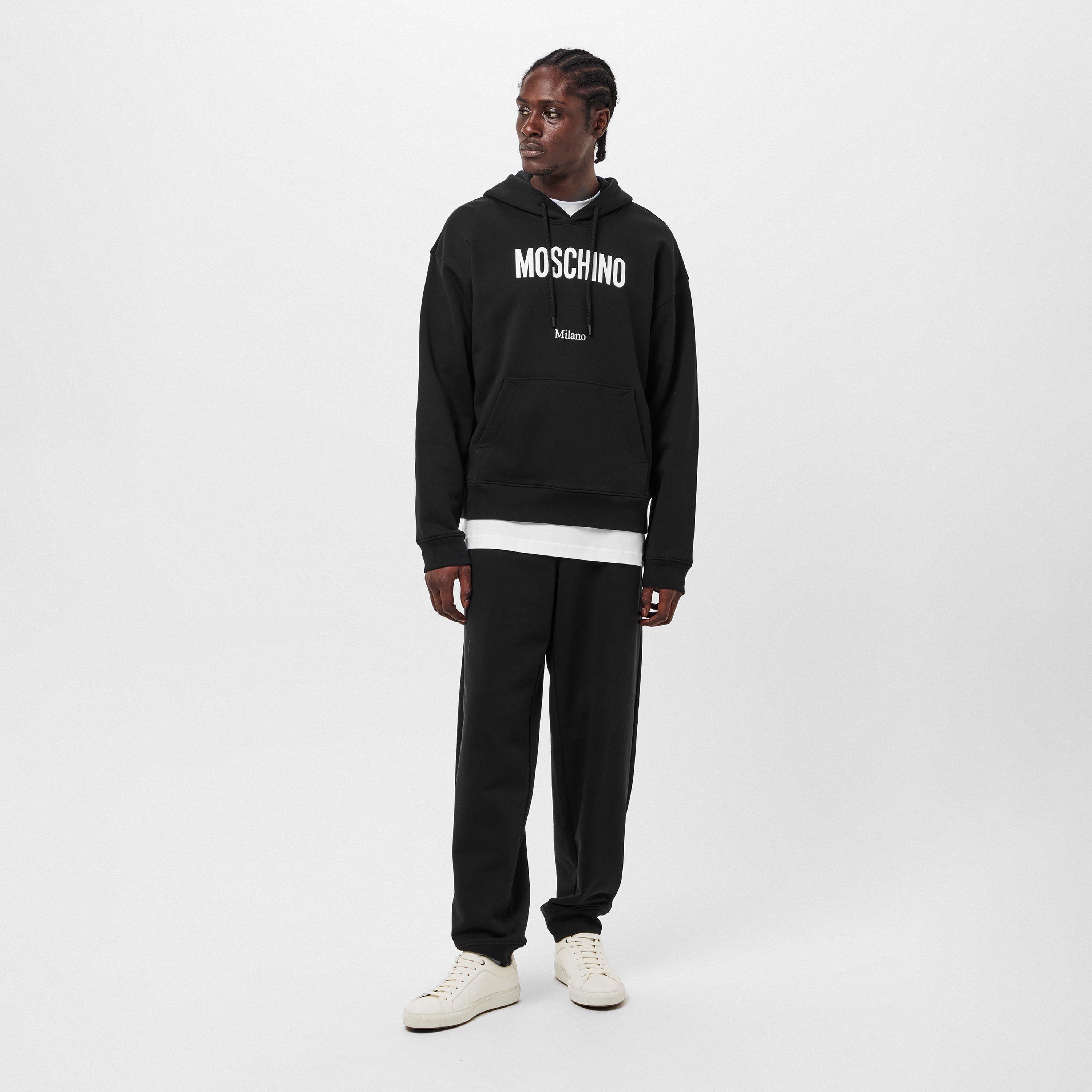 Black - Moschino - Men's Tape Closed Hem Fleece Joggers - 6