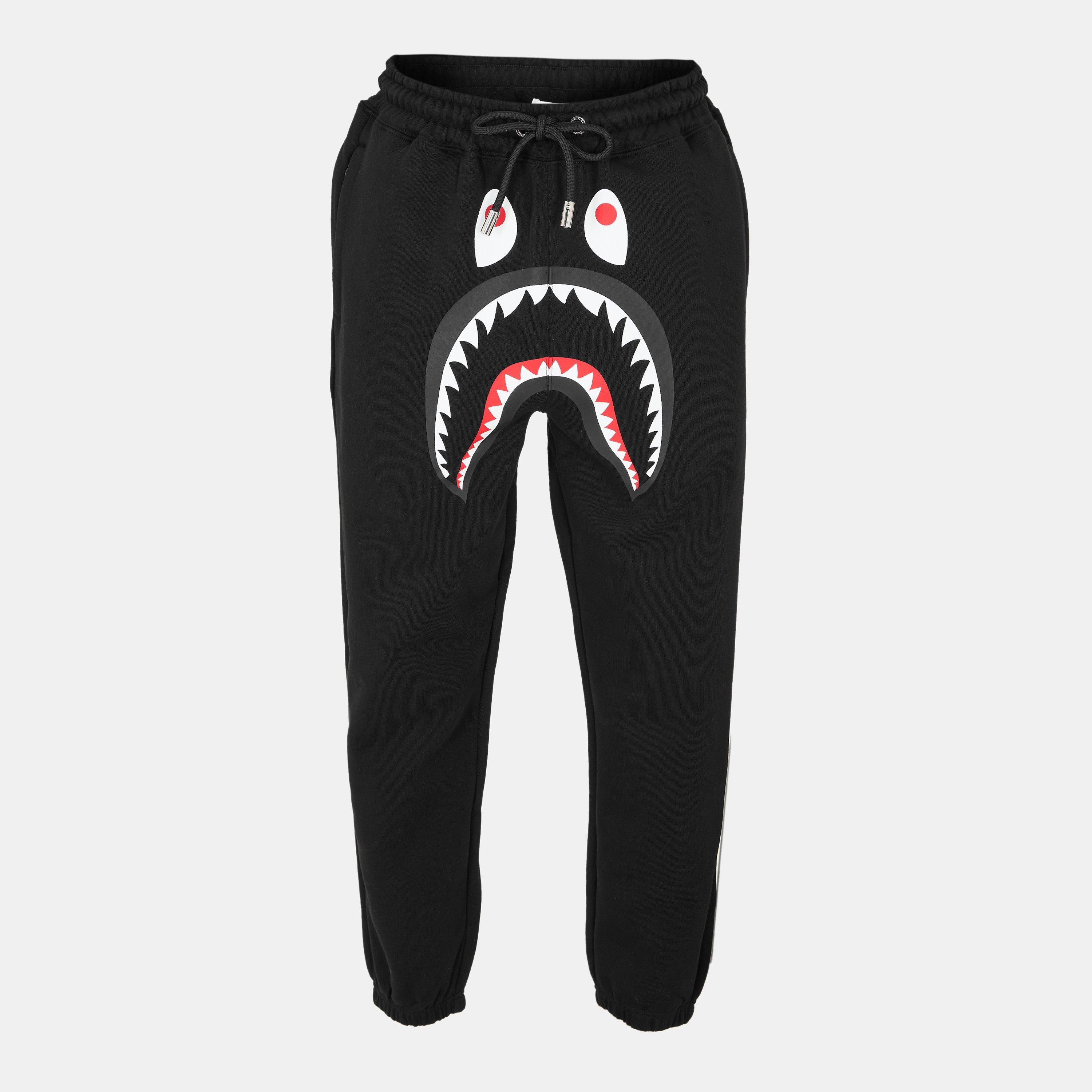 Black - A Bathing Ape - Men's Shark Closed Hem Fleece Joggers - 1