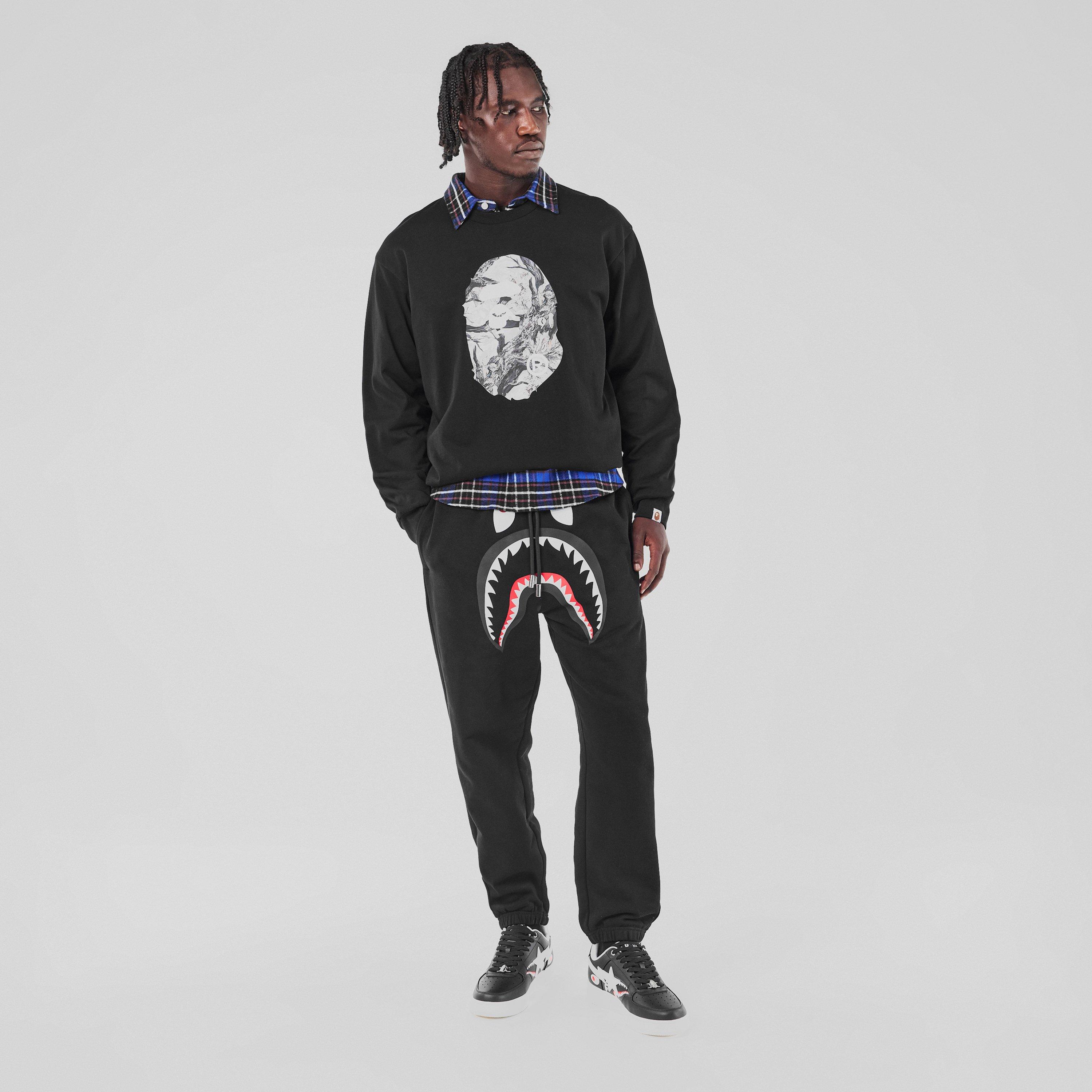 Black - A Bathing Ape - Men's Shark Closed Hem Fleece Joggers - 6