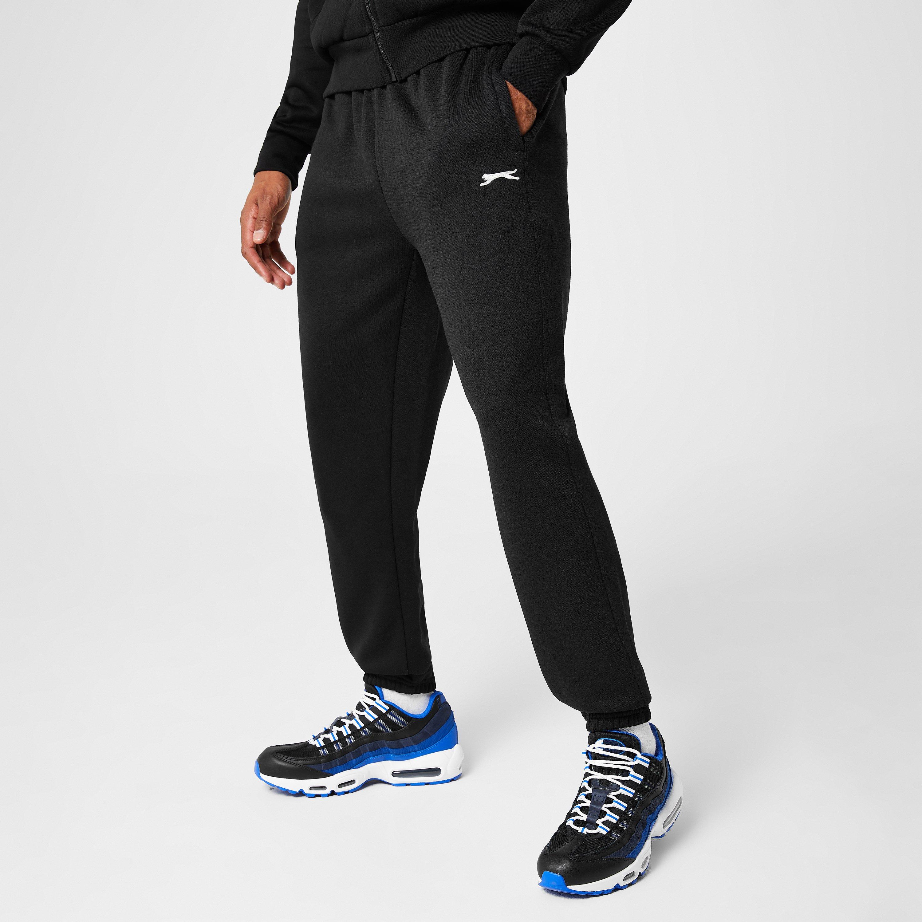 Black - Slazenger - Cuffed Fleece Jogging Bottoms Mens - 3