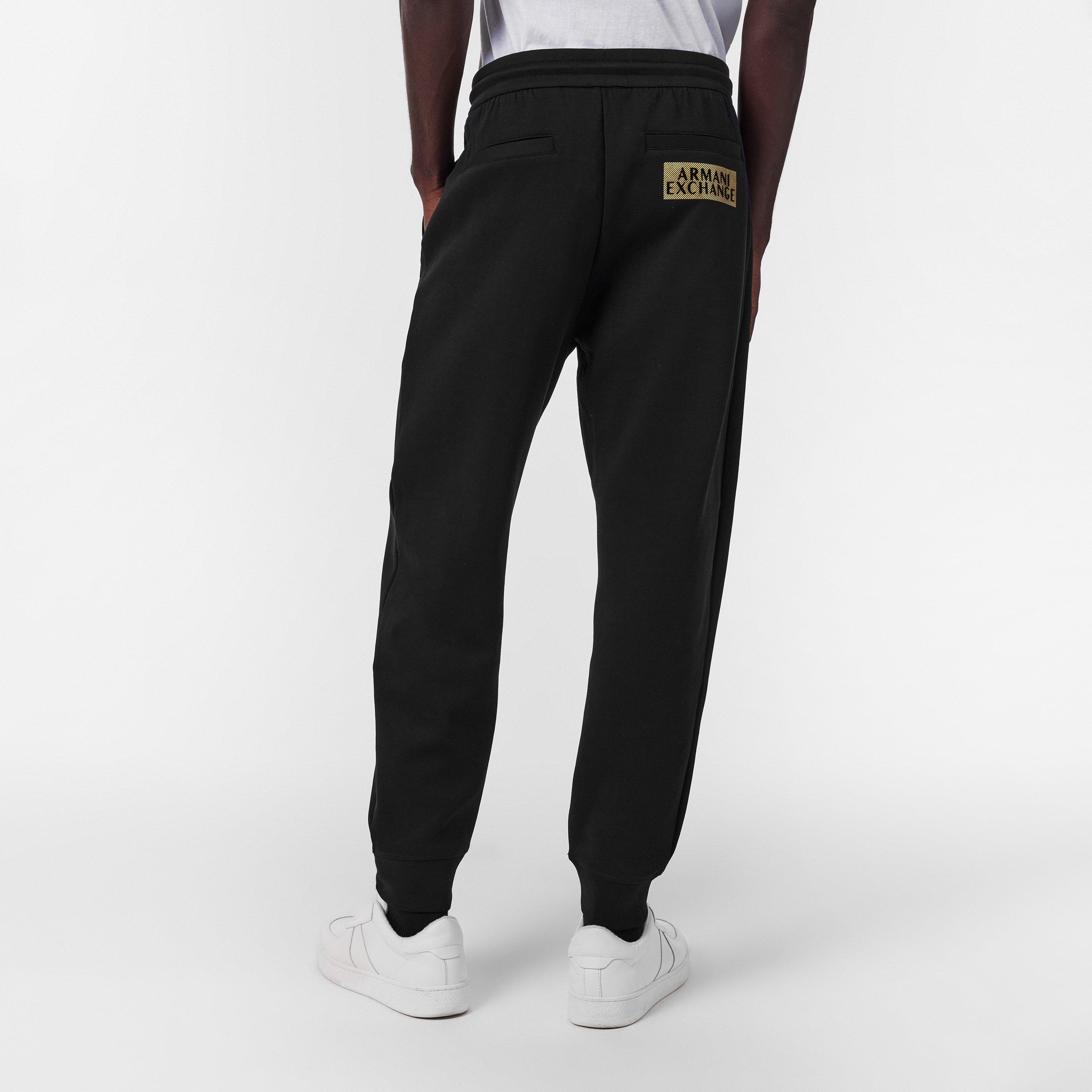 Blk/Gold MC237 - Armani Exchange - Men's Closed Hem Fleece Joggers - 4