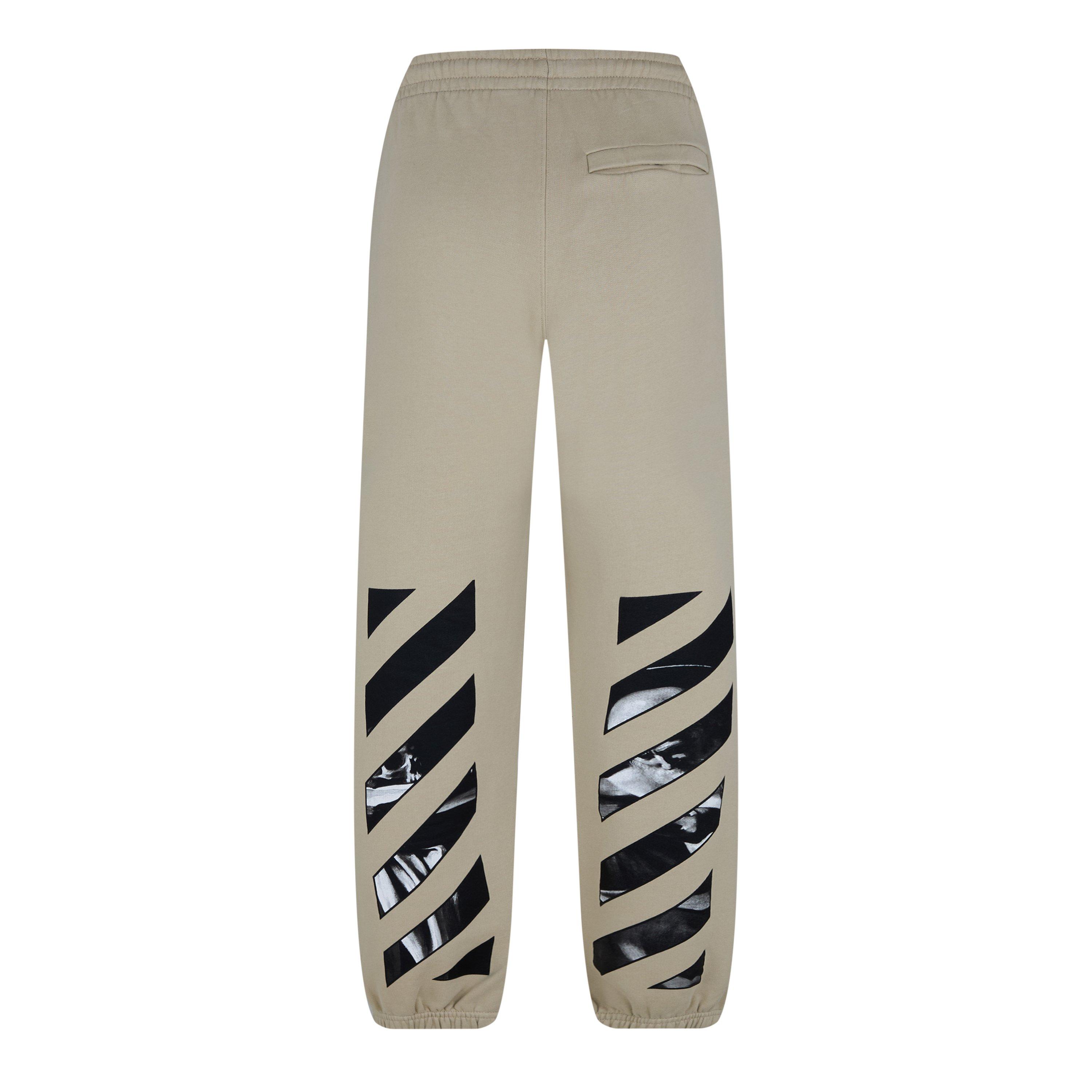 Mørk Sand/Blk - Off White - Men's Caravaggio Diagonal Jogging Bottoms, Iconic Logo & Stripes - 2