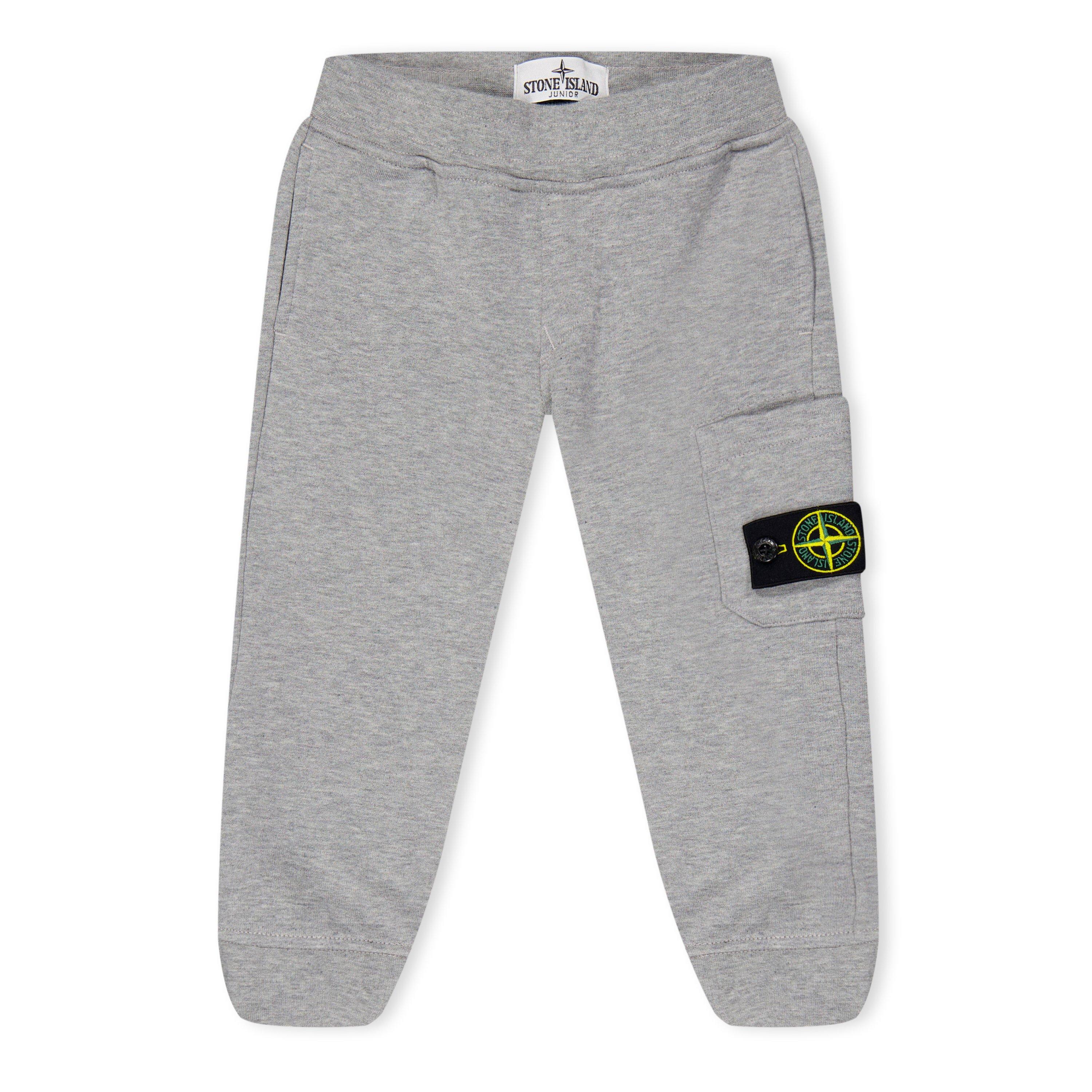 Grey Mel V0M64 - Stone Island - Boys' Plain Cotton Compass Jogging Bottoms - 1