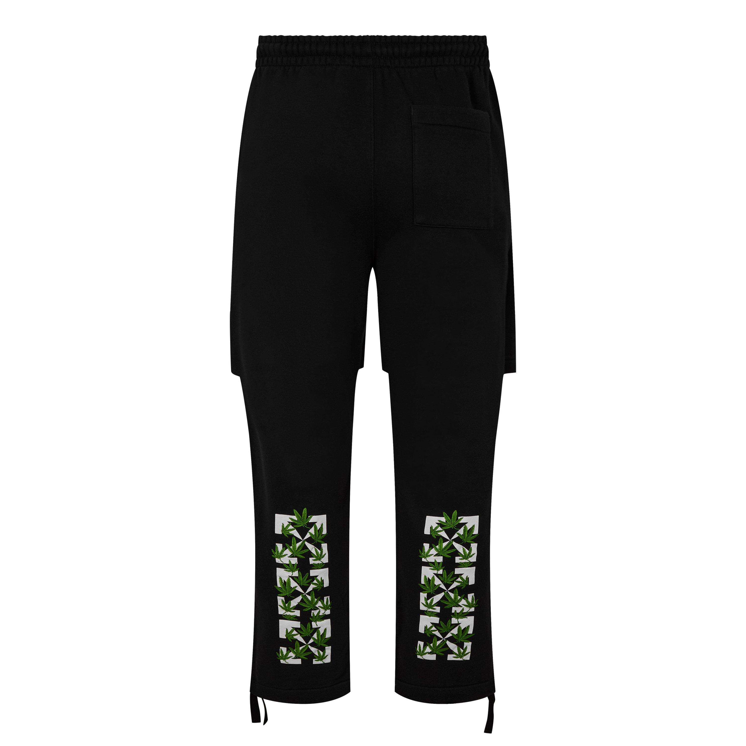 Black/Green - Off White - Men's Double Layered Joggers - 2