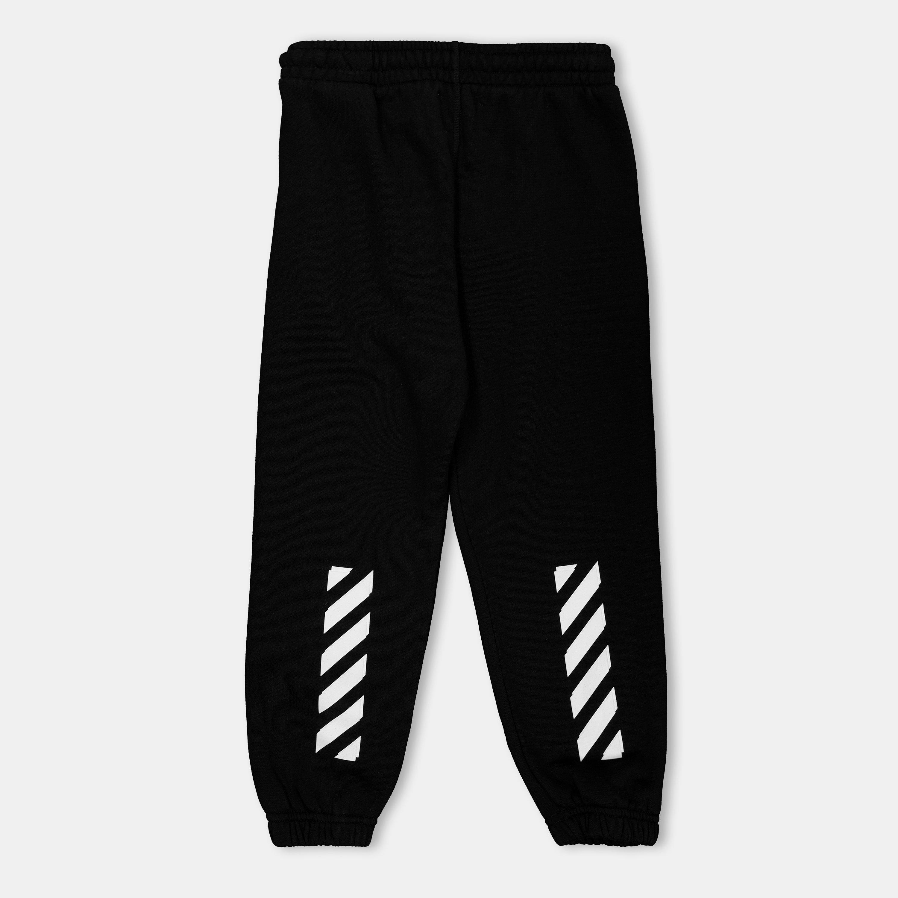 Black/White - Off White - Kids Closed Hem Fleece Jogging Bottoms - 2