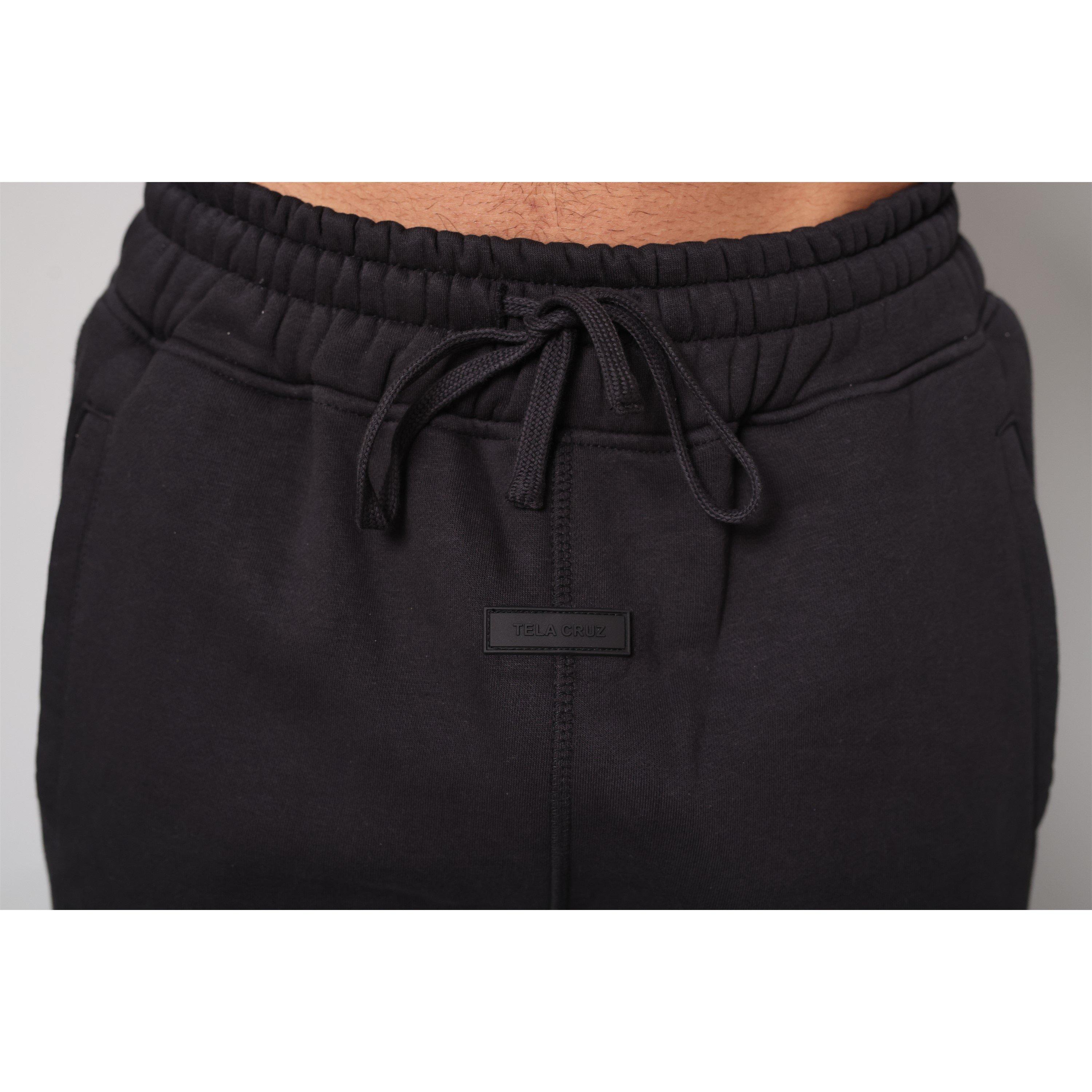 Negro - Tela Cruz - Men's Studio Cuffed Closed Hem Fleece Jogging Bottom - 7