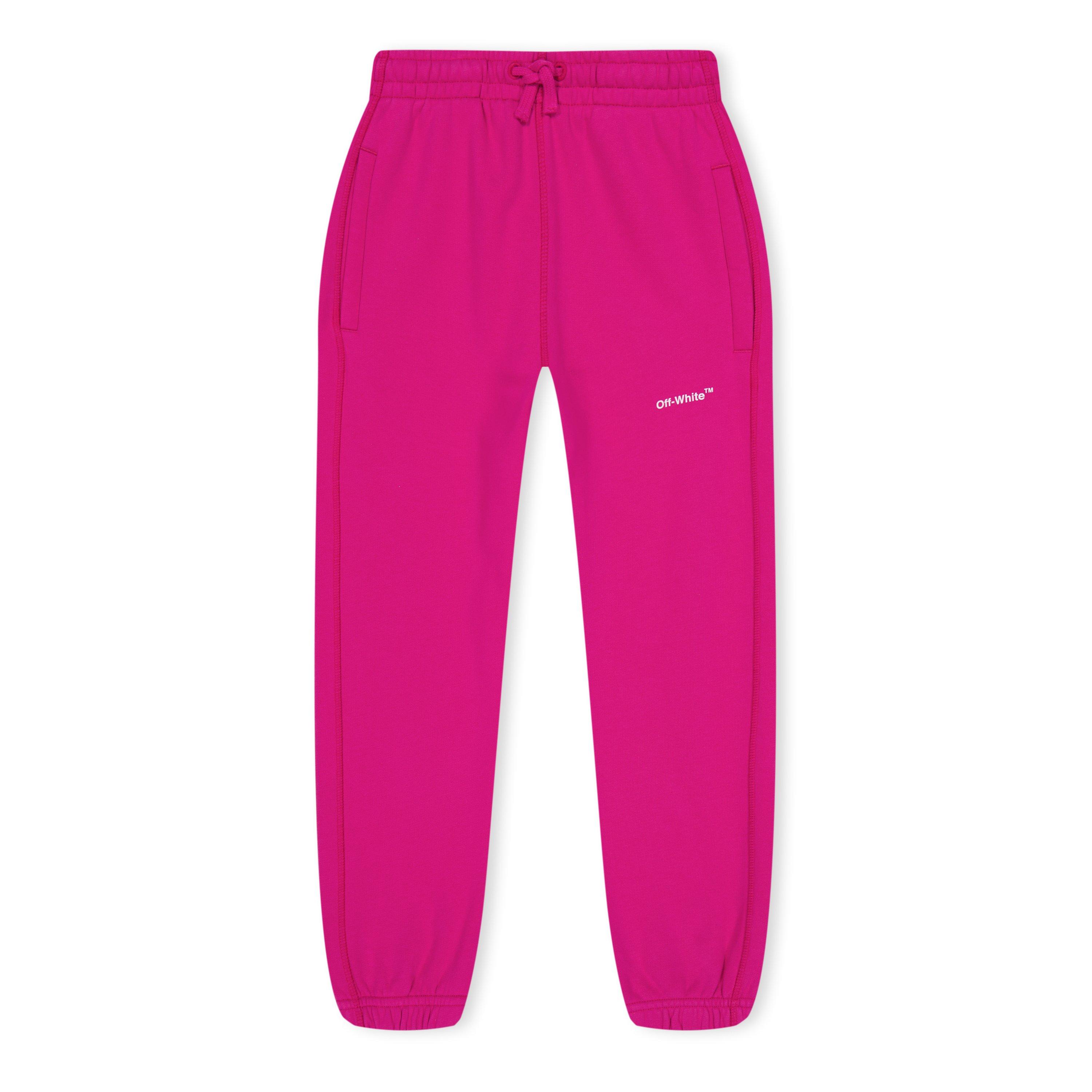 Fuchsia/White - Off White - Kids Sweatshirt with Closed Hem Fleece Sweatpants - 1