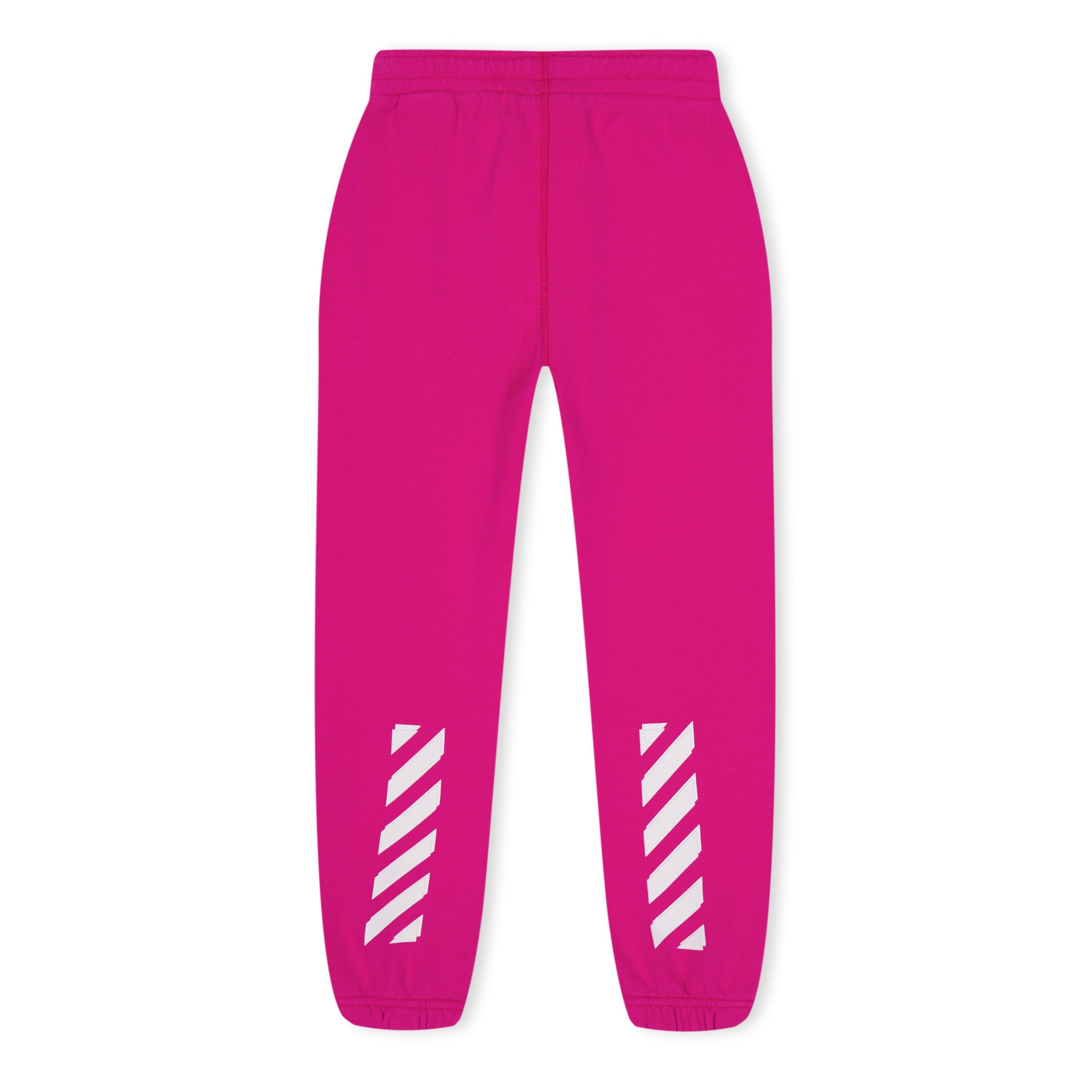 Fuchsia/White - Off White - Kids  Sweatshirt with Closed Hem Fleece Sweatpants - 2