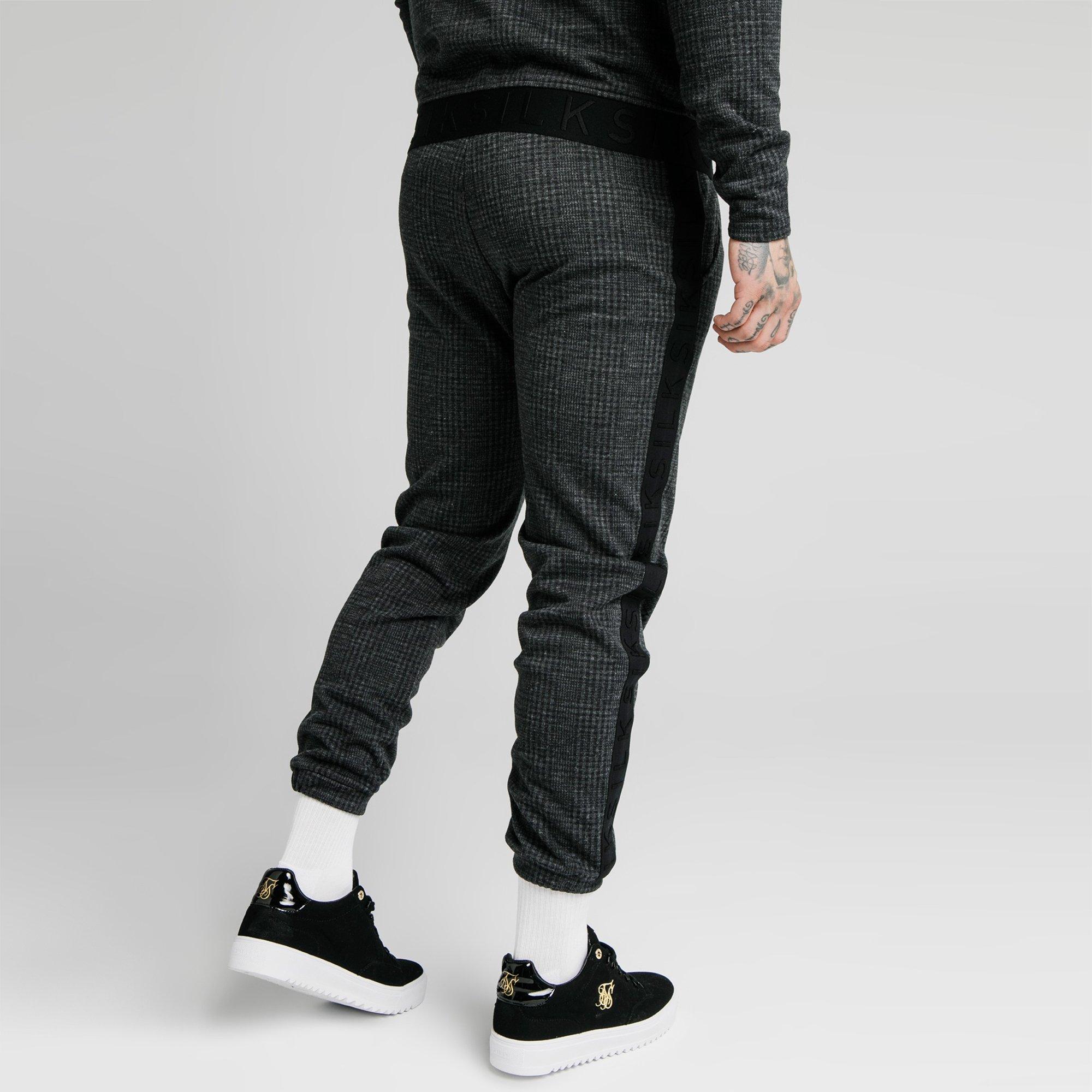 Grau - SikSilk - Tonal Check Closed Hem Fleece Joggers - 3