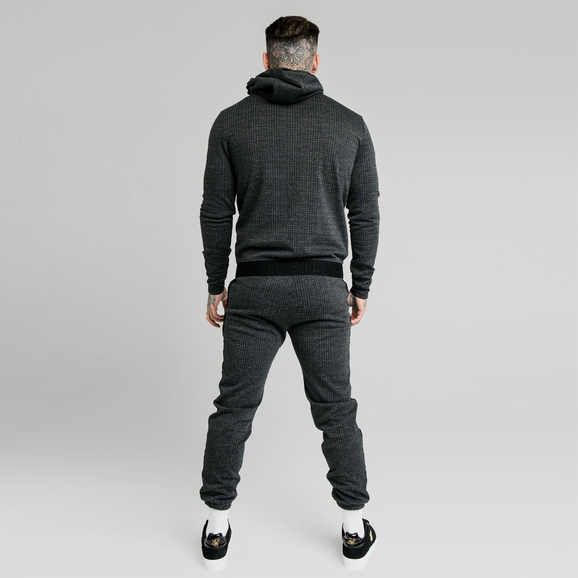 Grau - SikSilk - Tonal Check Closed Hem Fleece Joggers - 5