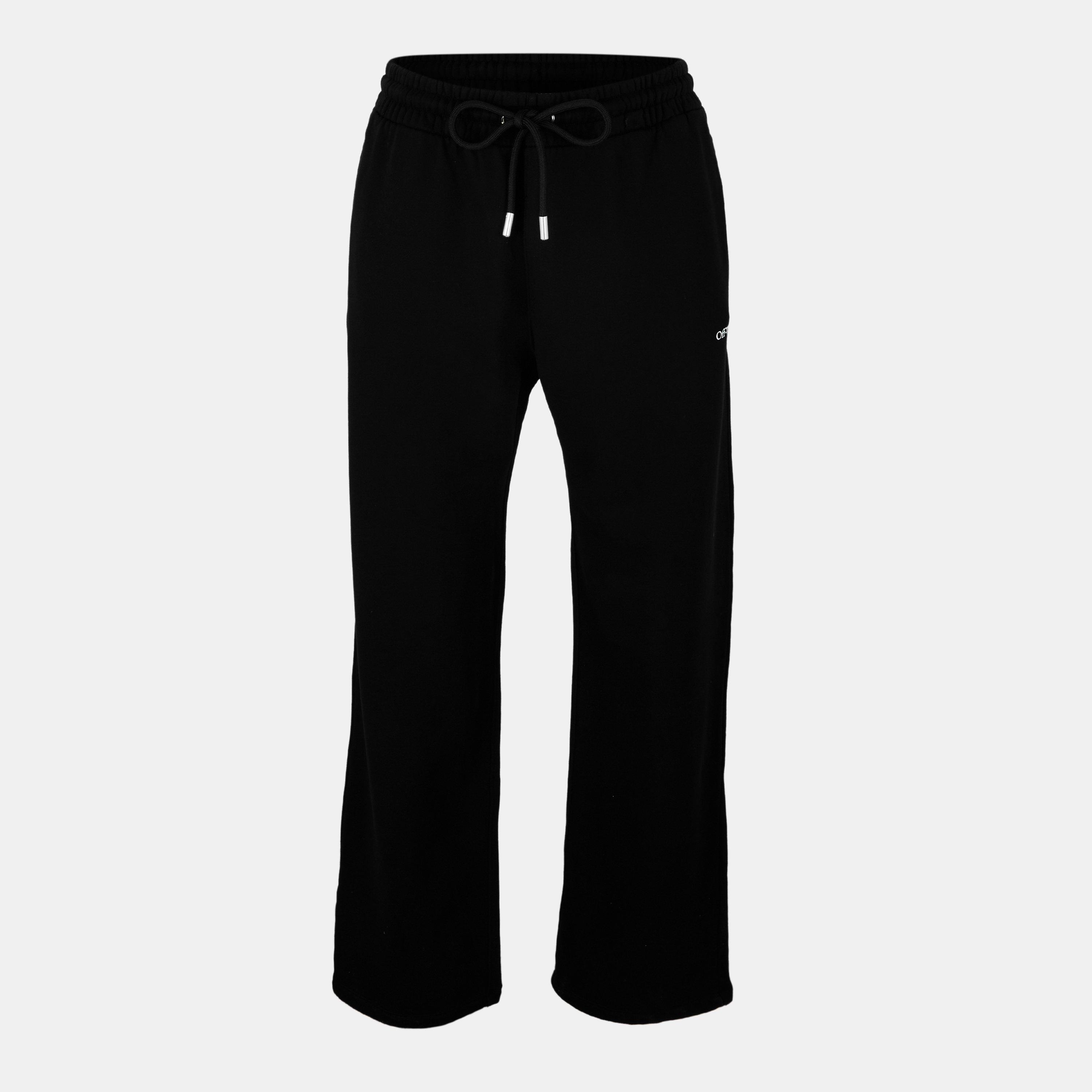 Black - Off White - Men's Cuffed Fleece Joggers - 1