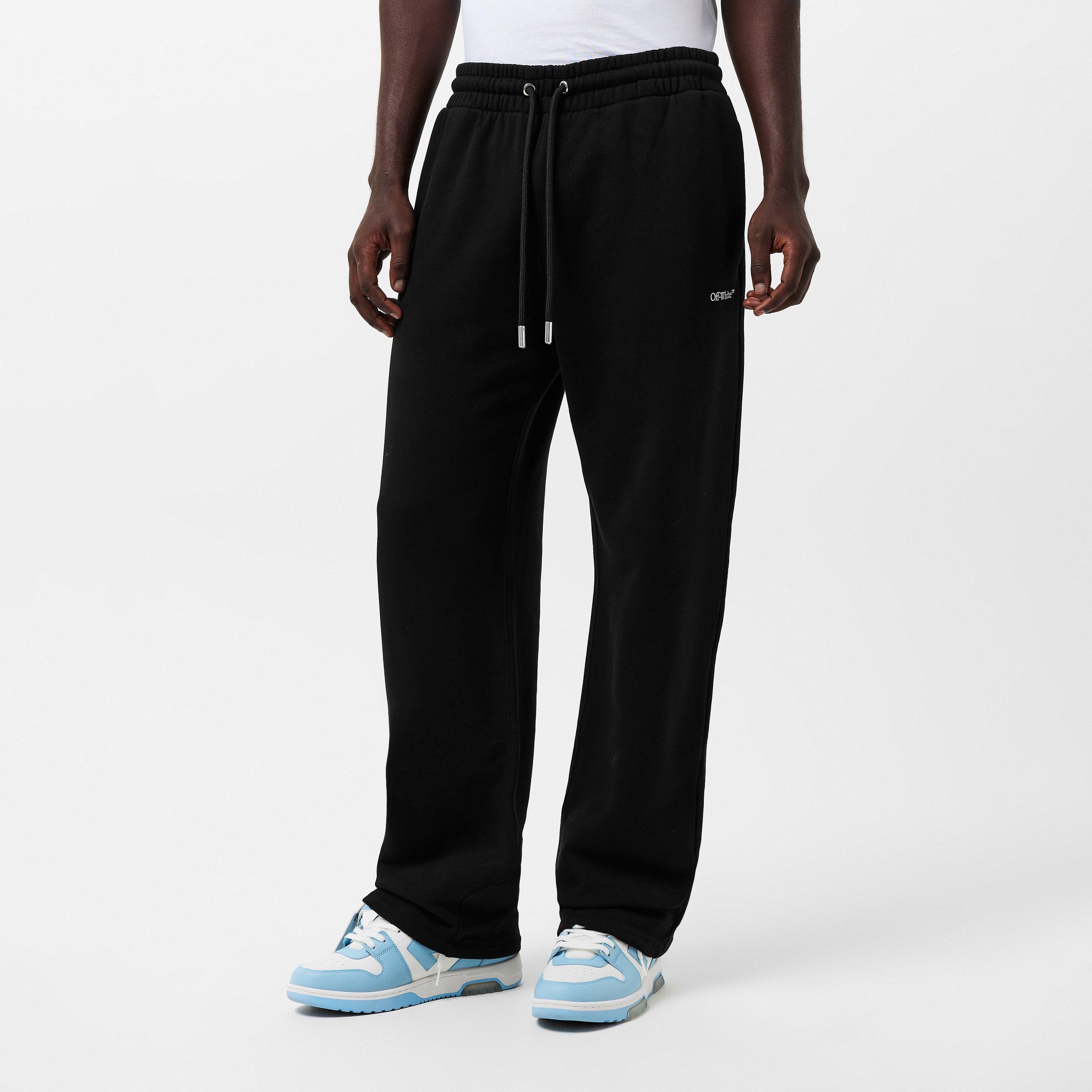 Black - Off White - Men's Closed Hem Fleece Joggers - 3
