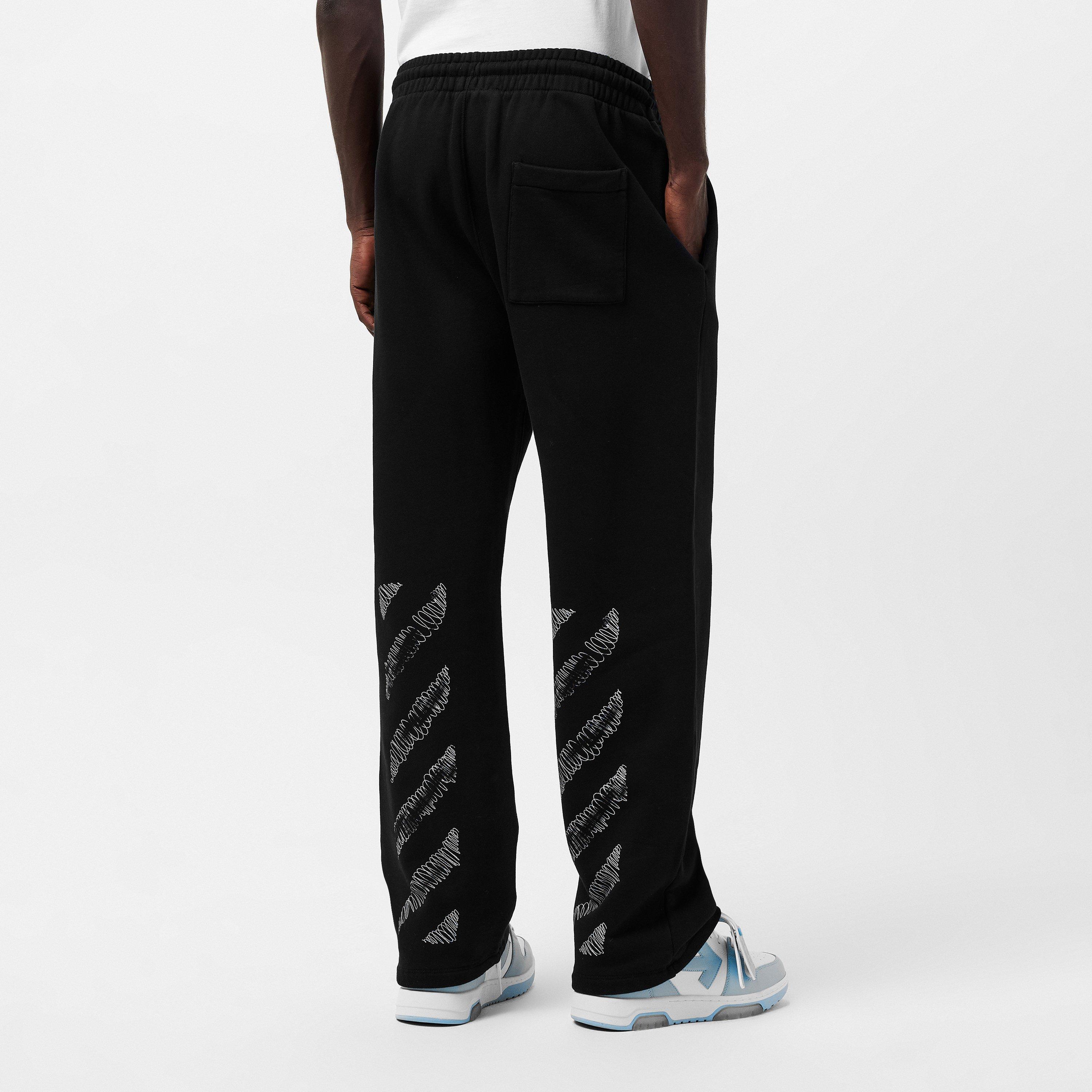 Black - Off White - Men's Closed Hem Fleece Joggers - 4
