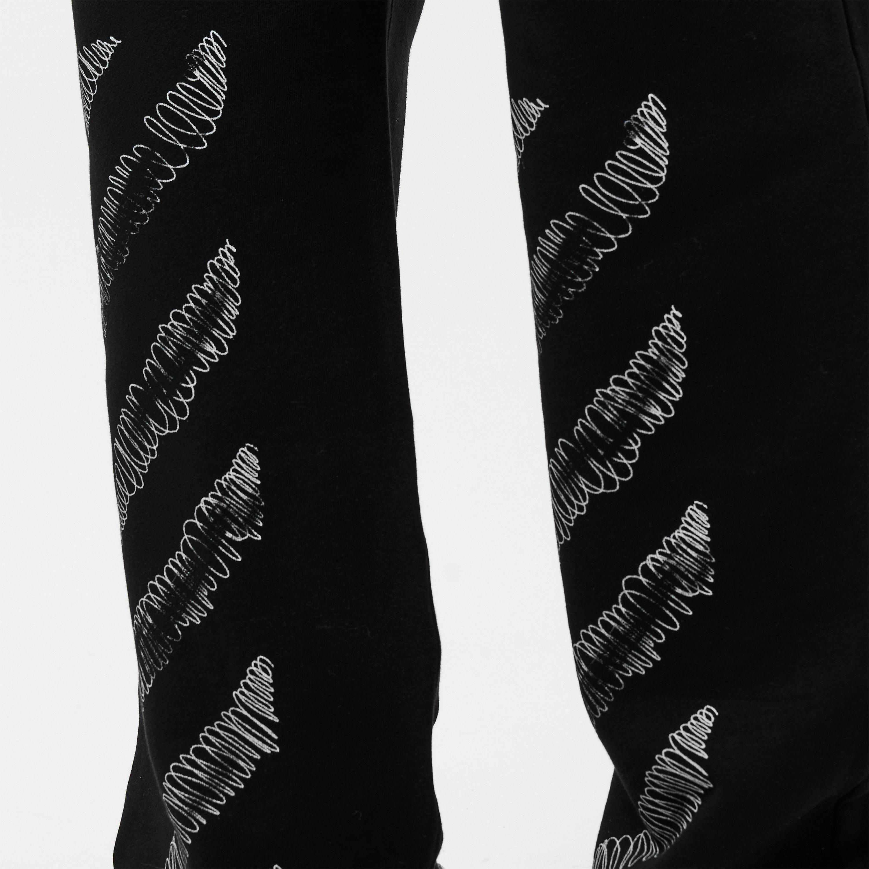 Black - Off White - Men's Closed Hem Fleece Joggers - 5