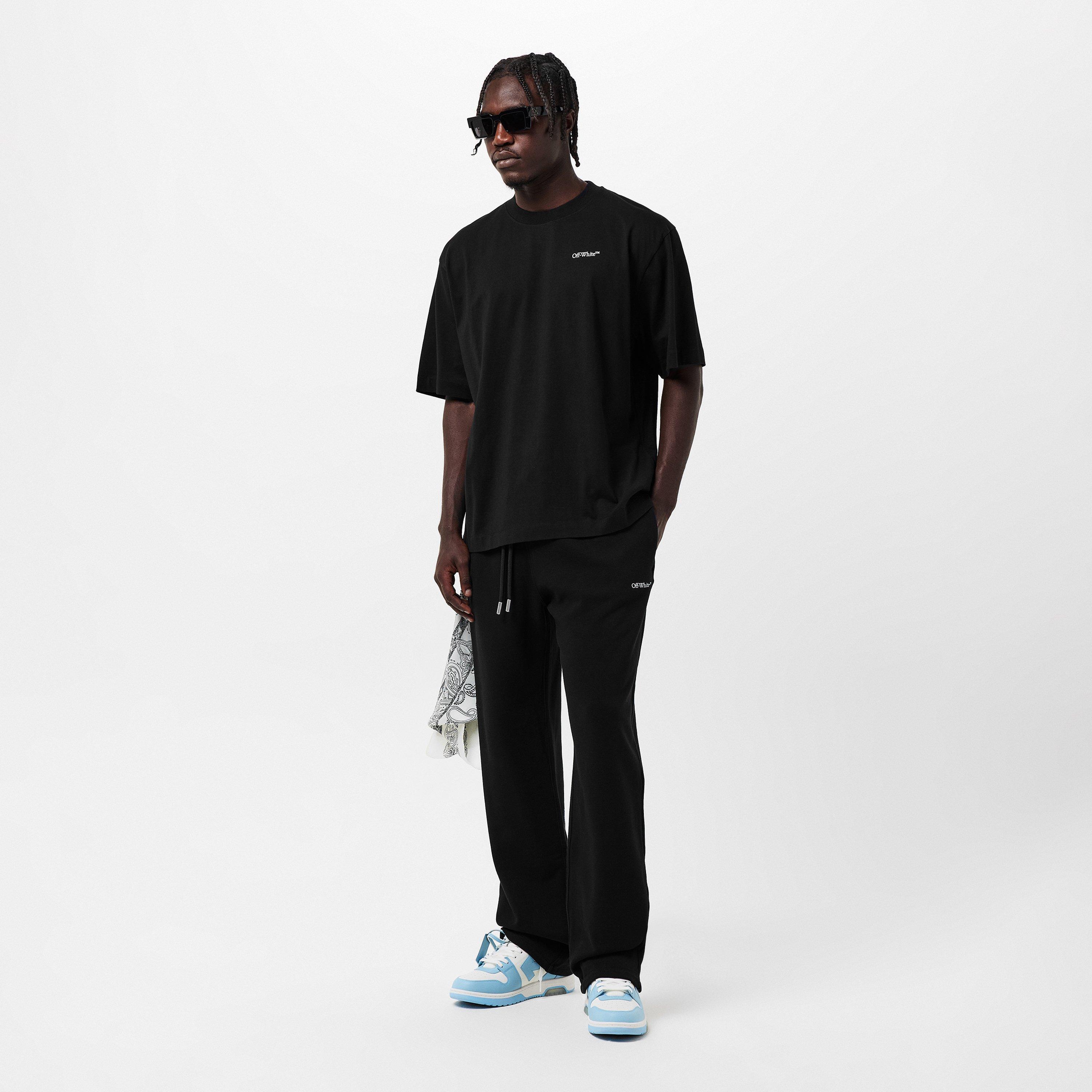 Black - Off White - Men's Closed Hem Fleece Joggers - 6