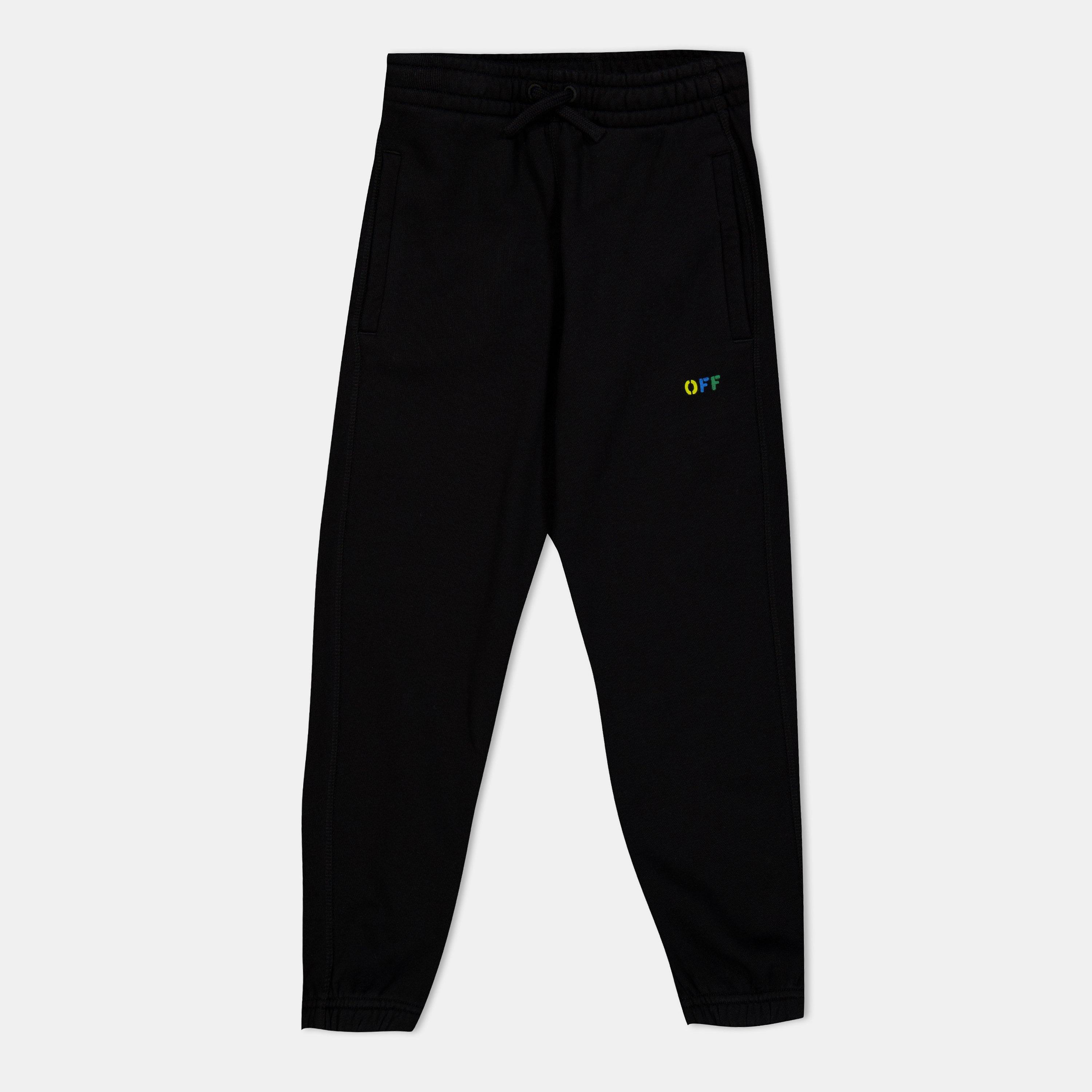 Black Multi - Off White - Kids Closed Hem Fleece Jogging Bottoms - 1