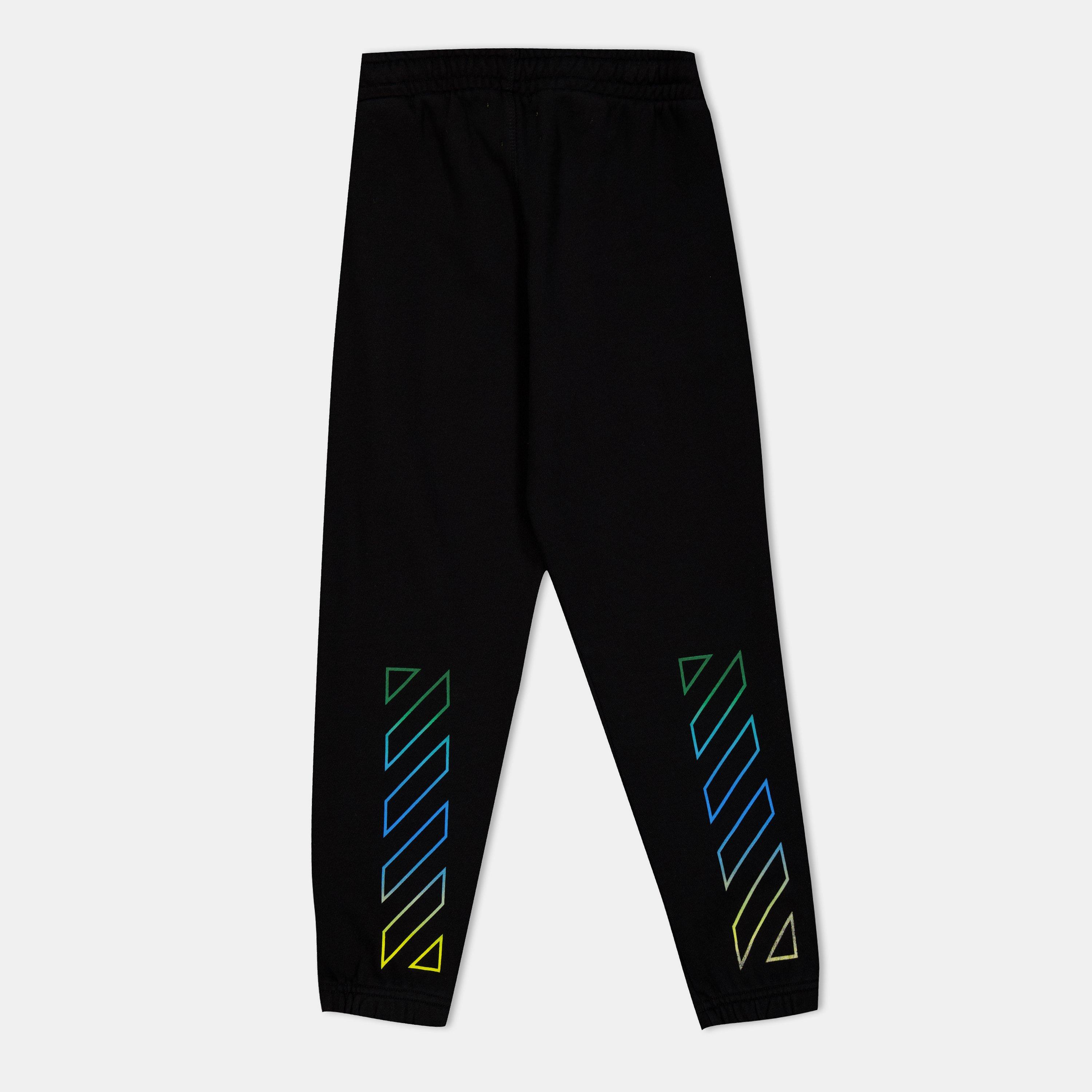 Black Multi - Off White - Kids Closed Hem Fleece Jogging Bottoms - 2